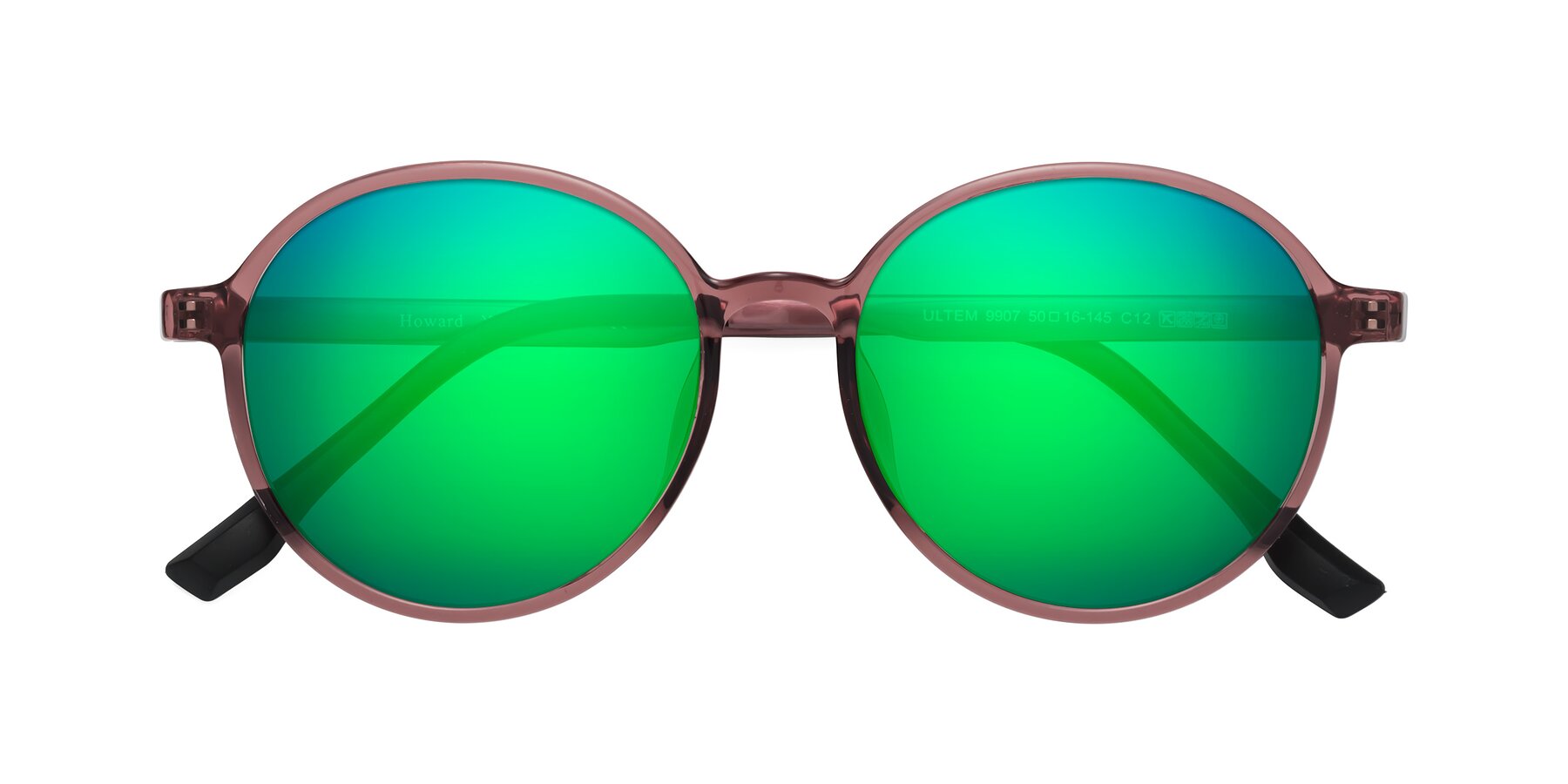 Folded Front of Howard in Burgundy with Green Mirrored Lenses