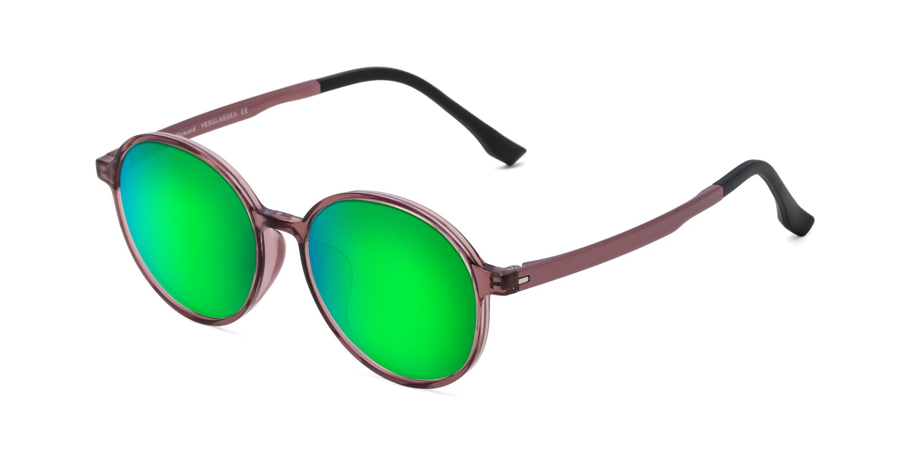 Angle of Howard in Burgundy with Green Mirrored Lenses