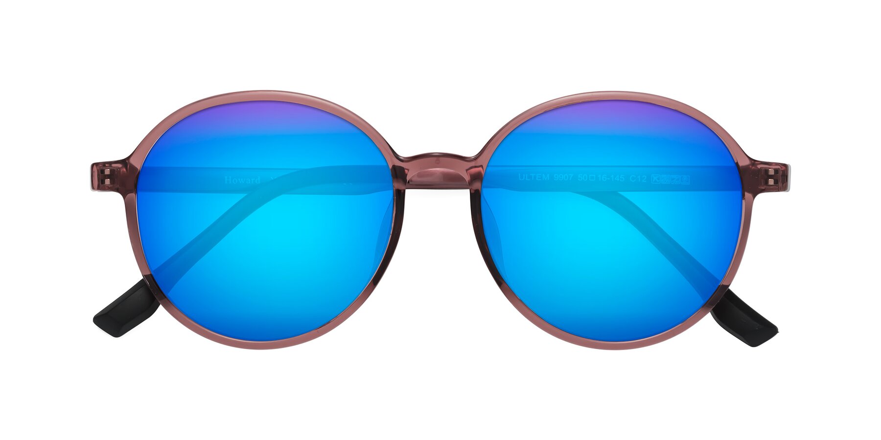 Folded Front of Howard in Burgundy with Blue Mirrored Lenses
