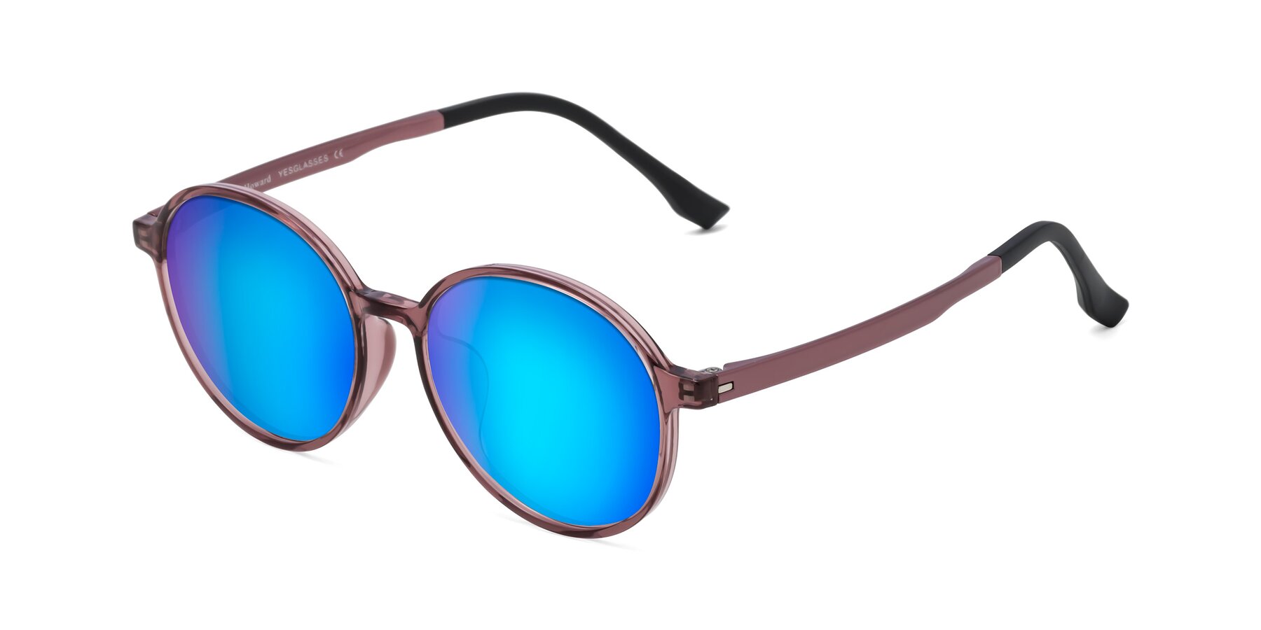 Angle of Howard in Burgundy with Blue Mirrored Lenses