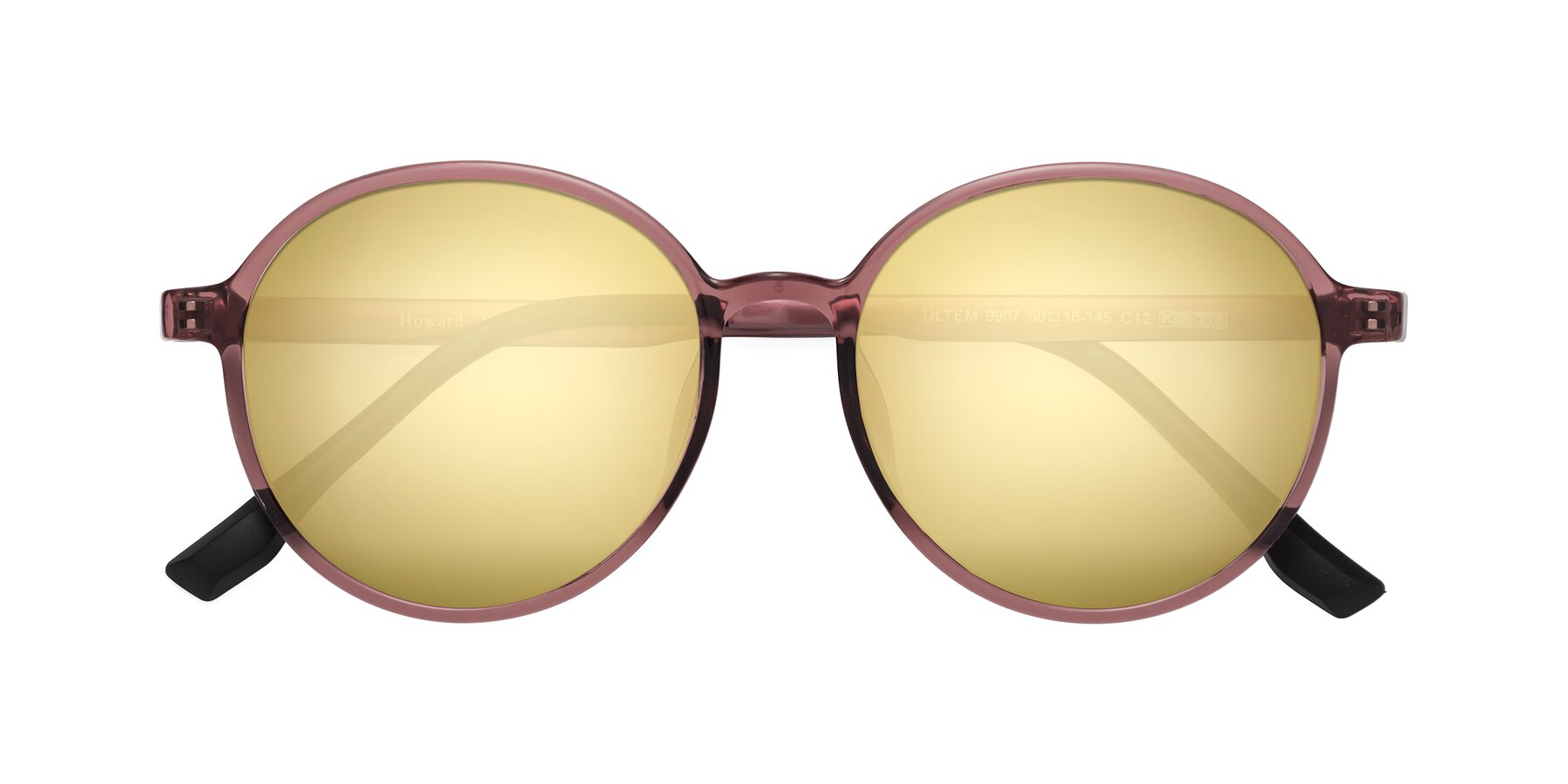Folded Front of Howard in Burgundy with Gold Mirrored Lenses