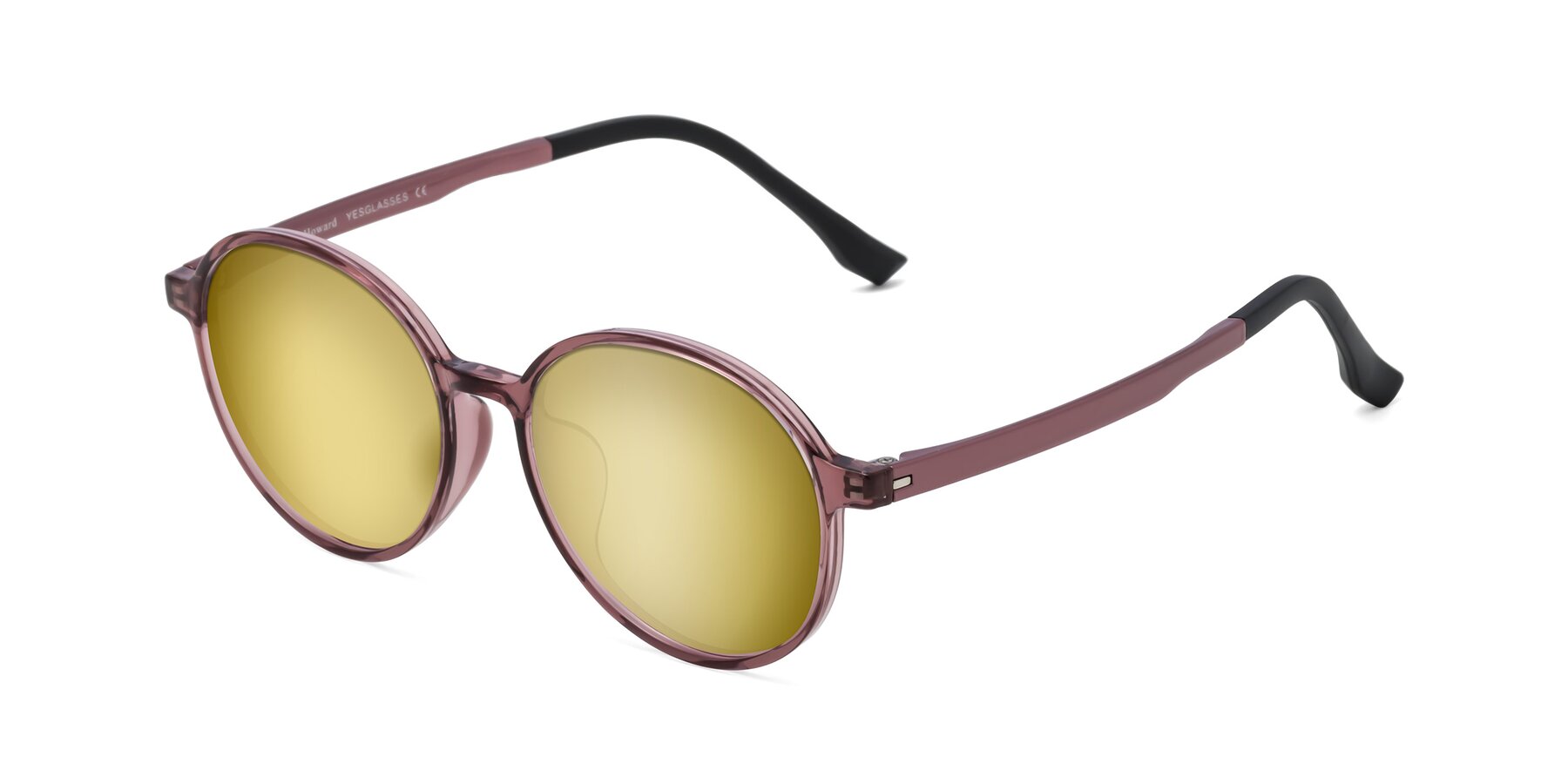Angle of Howard in Burgundy with Gold Mirrored Lenses