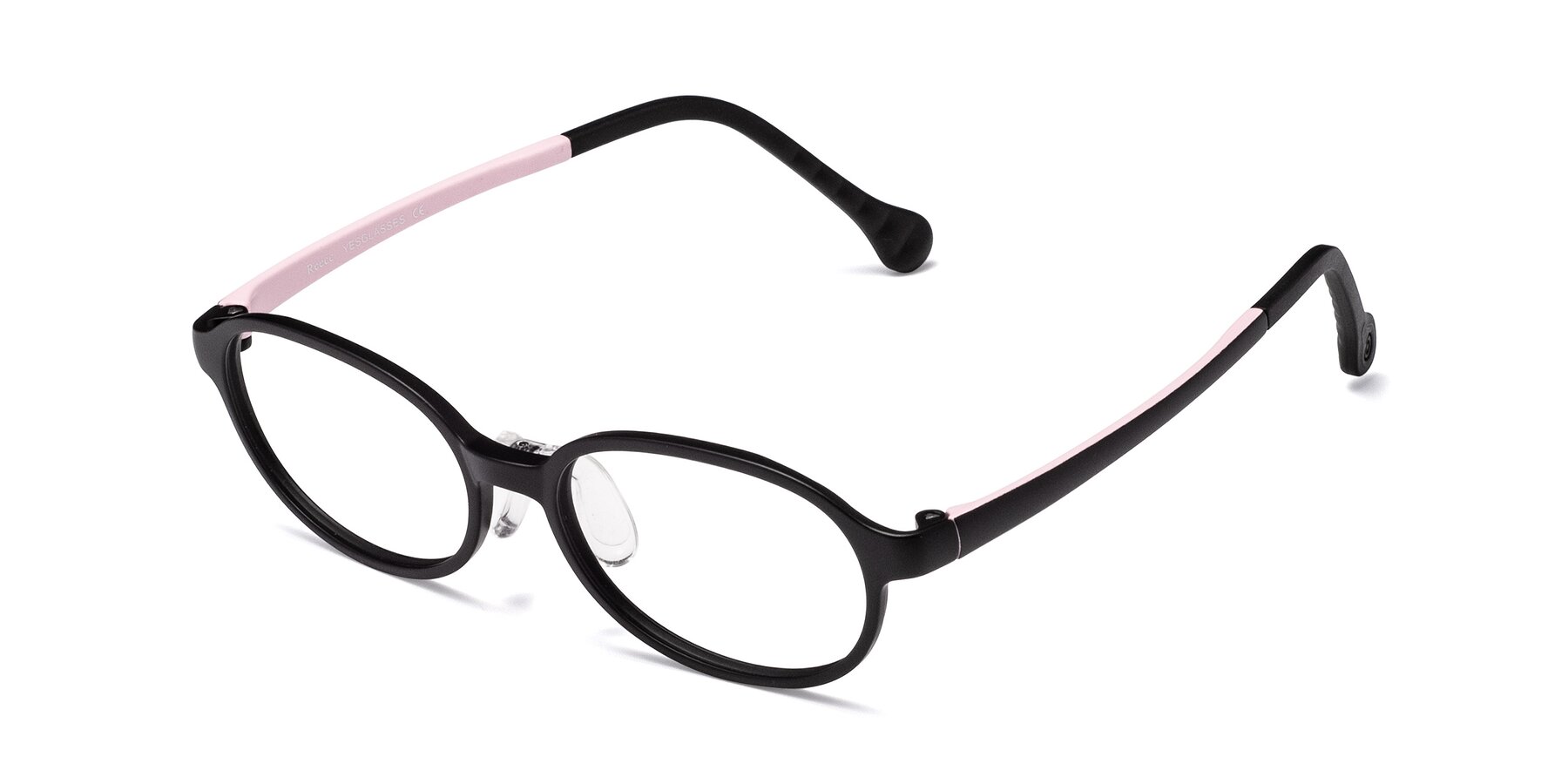 Angle of Reece in Black-Pink with Clear Blue Light Blocking Lenses