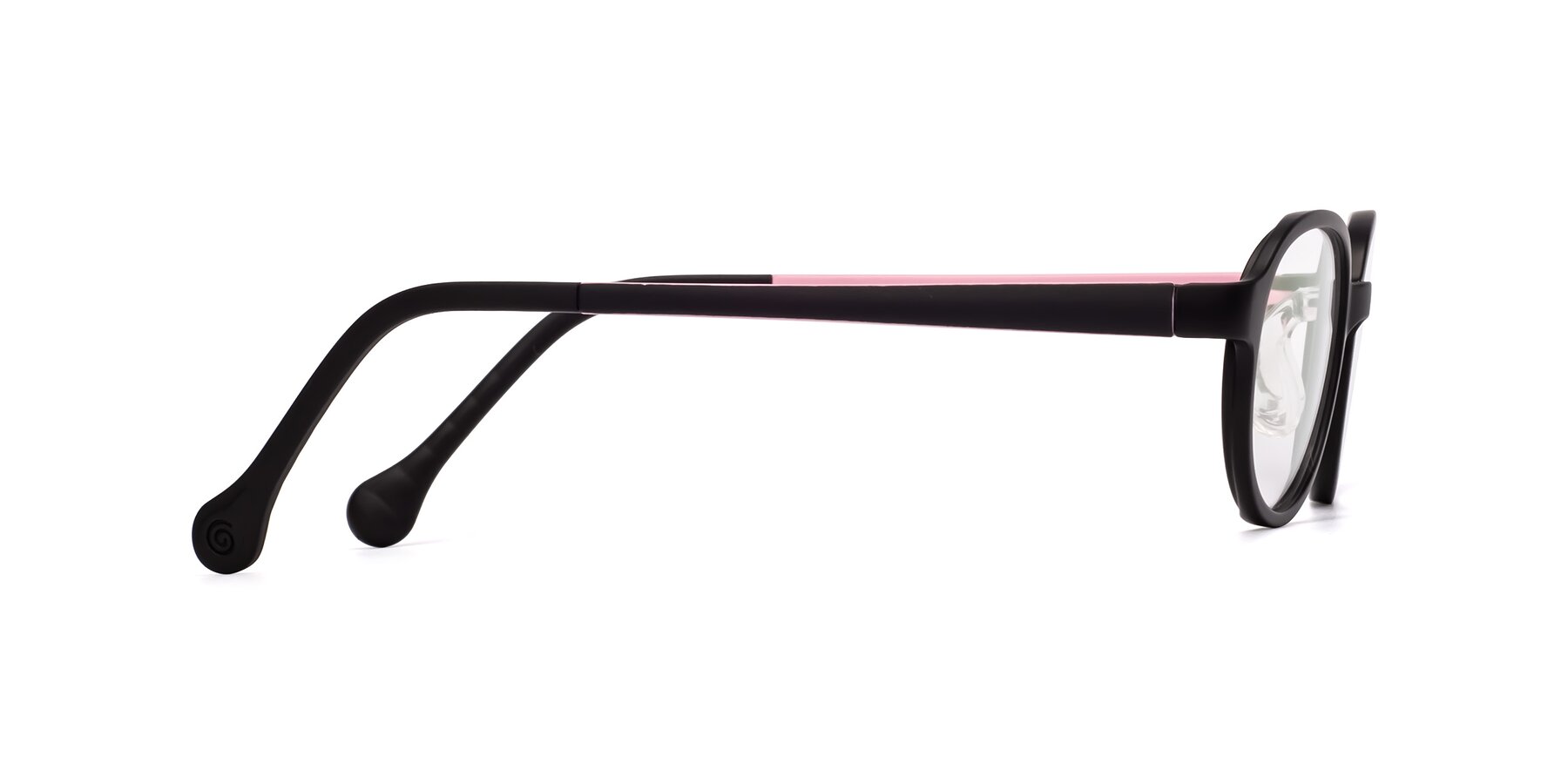Side of Reece in Black-Pink with Clear Eyeglass Lenses