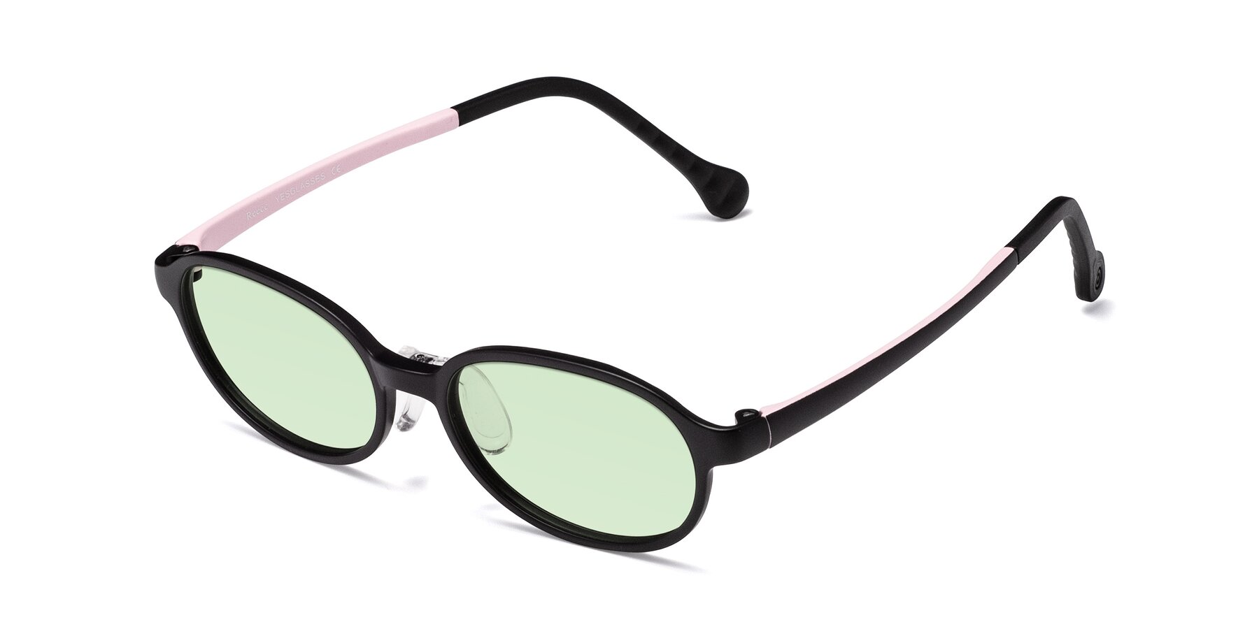 Angle of Reece in Black-Pink with Light Green Tinted Lenses