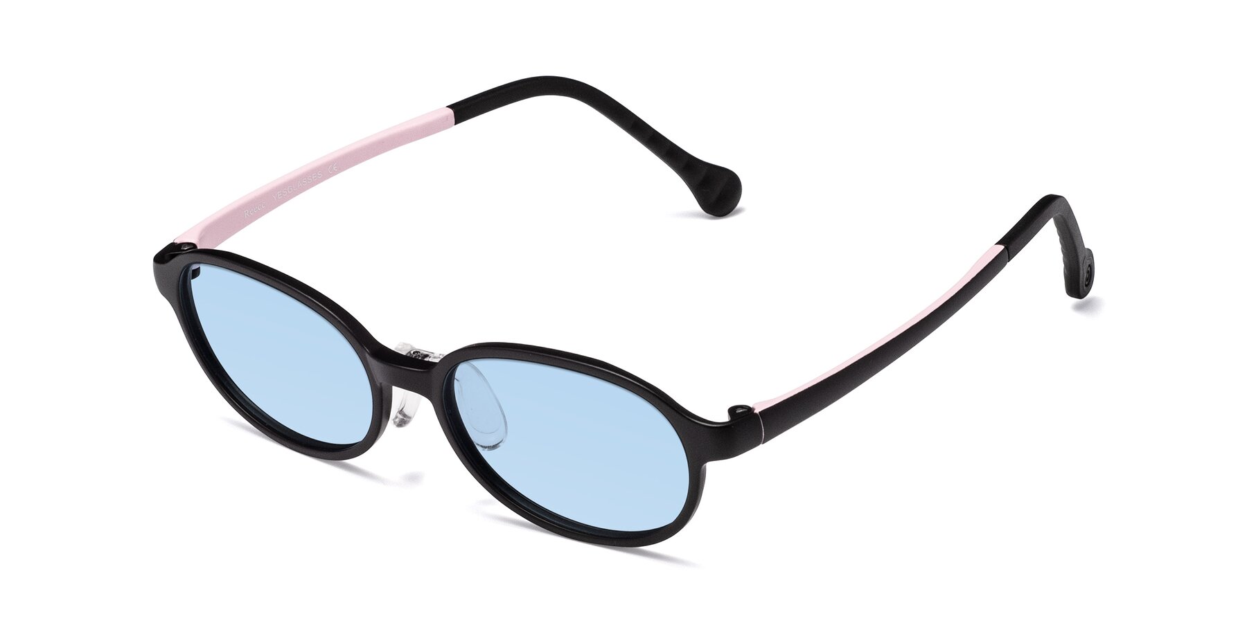 Angle of Reece in Black-Pink with Light Blue Tinted Lenses