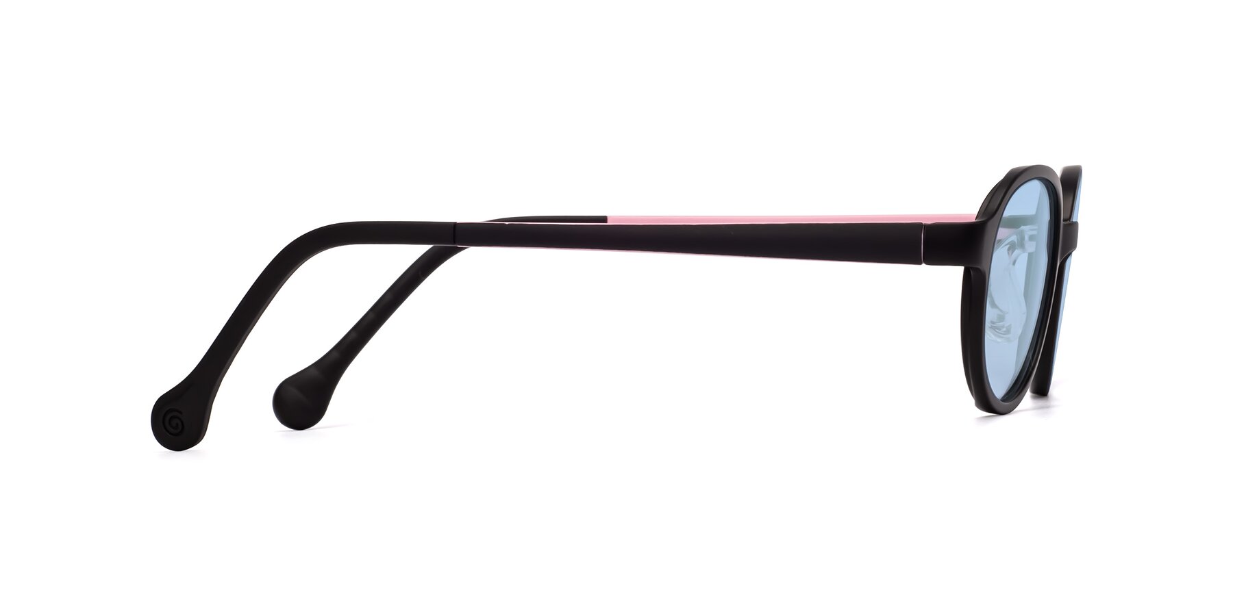 Side of Reece in Black-Pink with Light Blue Tinted Lenses