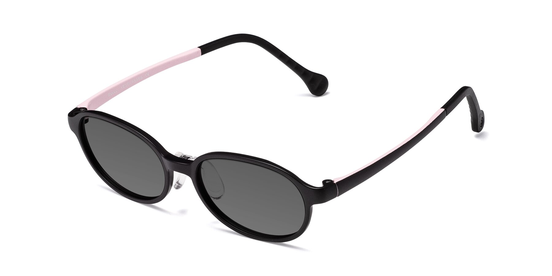 Angle of Reece in Black-Pink with Medium Gray Tinted Lenses