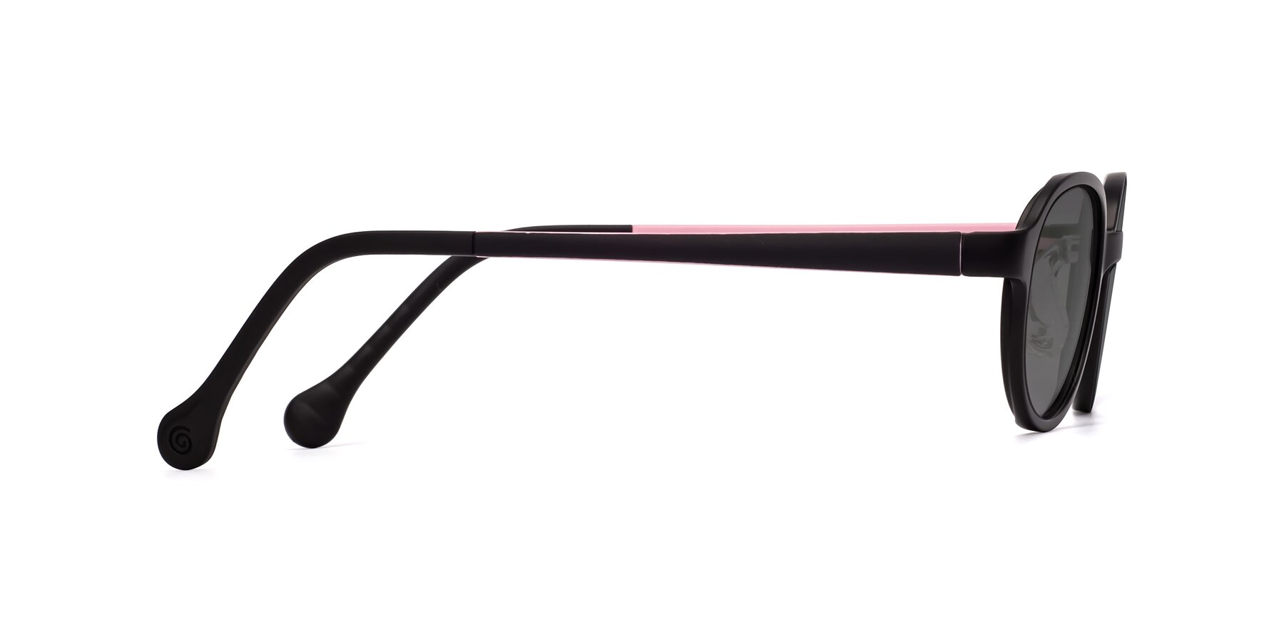 Side of Reece in Black-Pink with Medium Gray Tinted Lenses