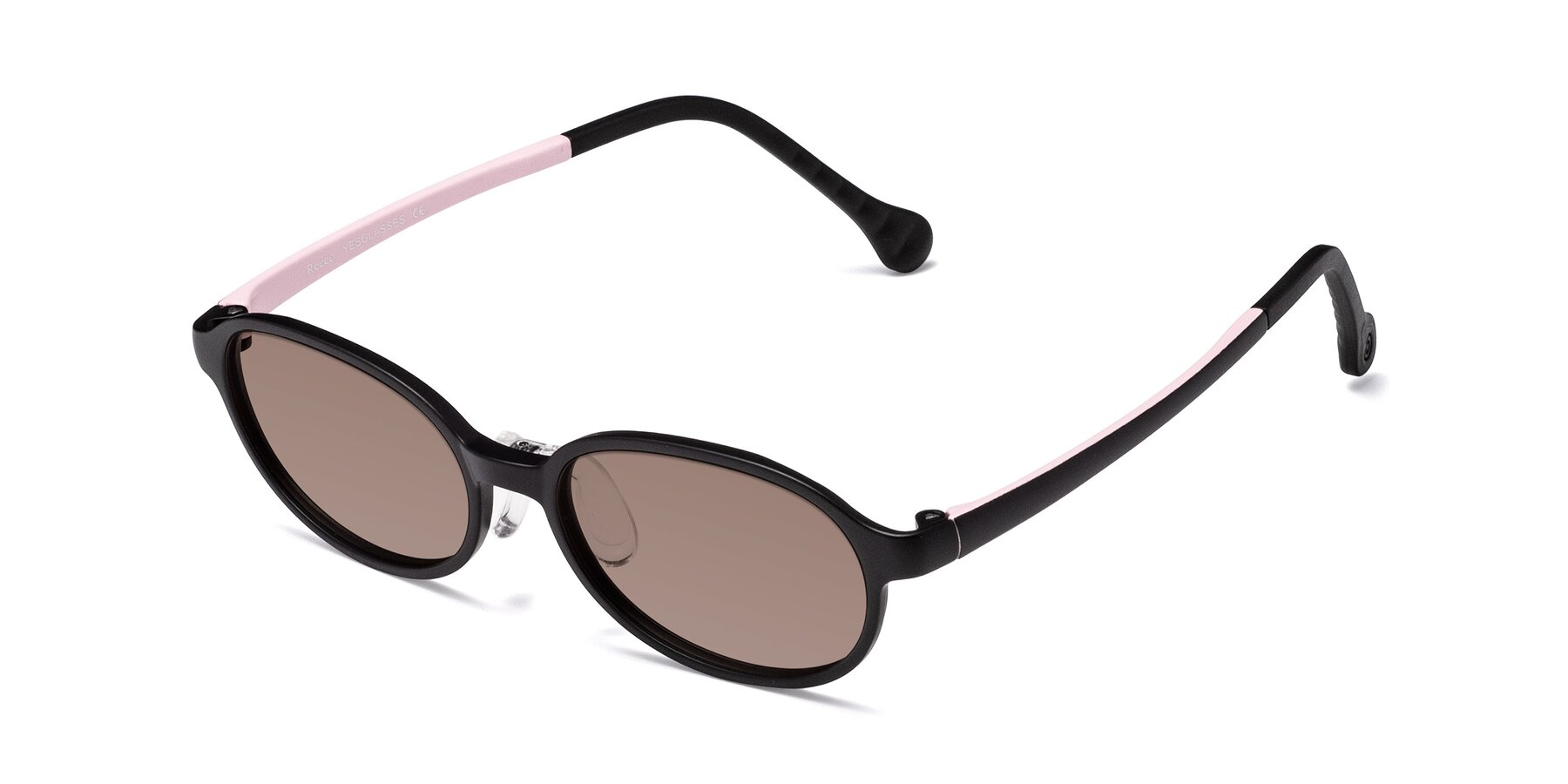 Angle of Reece in Black-Pink with Medium Brown Tinted Lenses
