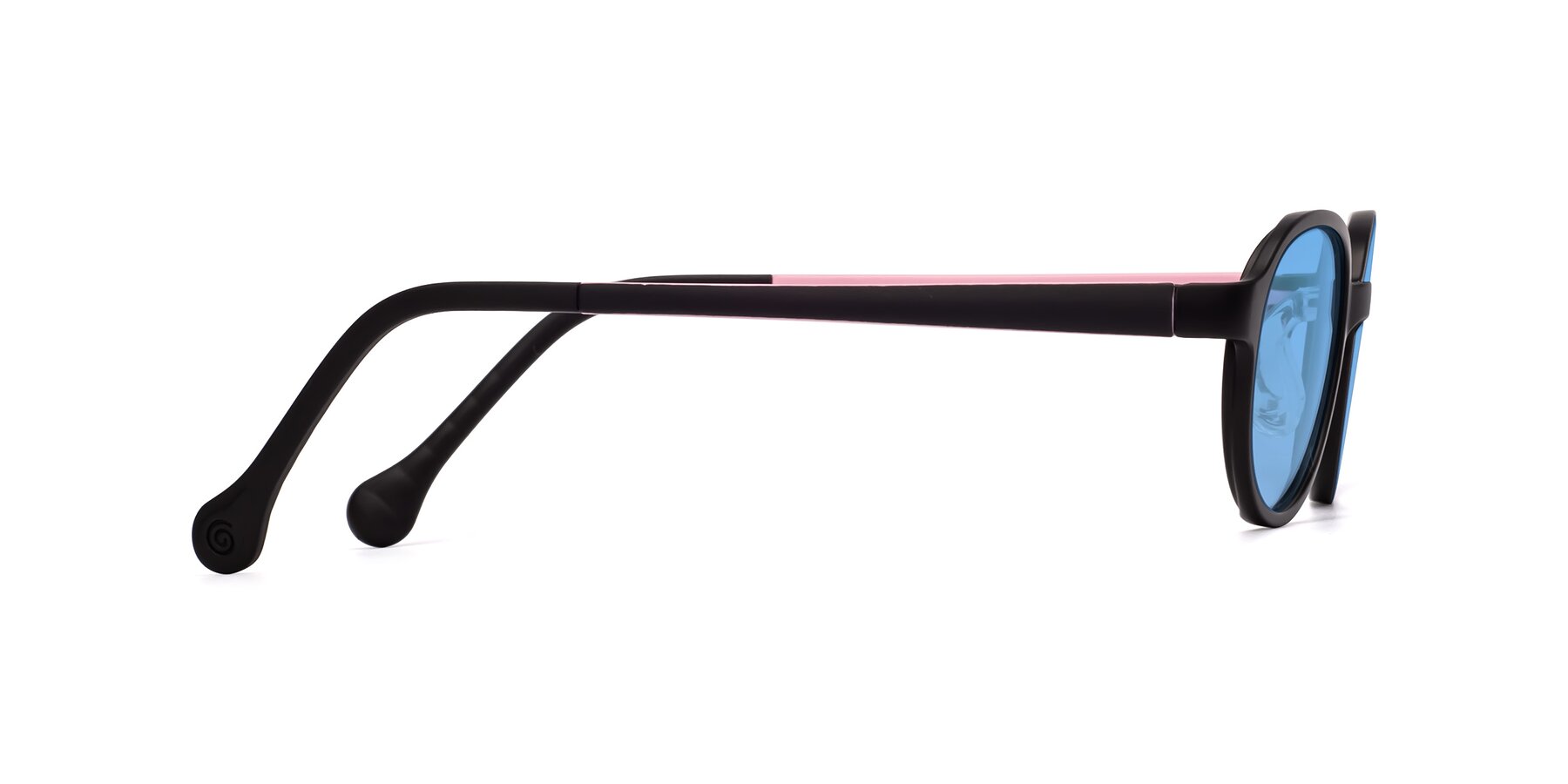 Side of Reece in Black-Pink with Medium Blue Tinted Lenses