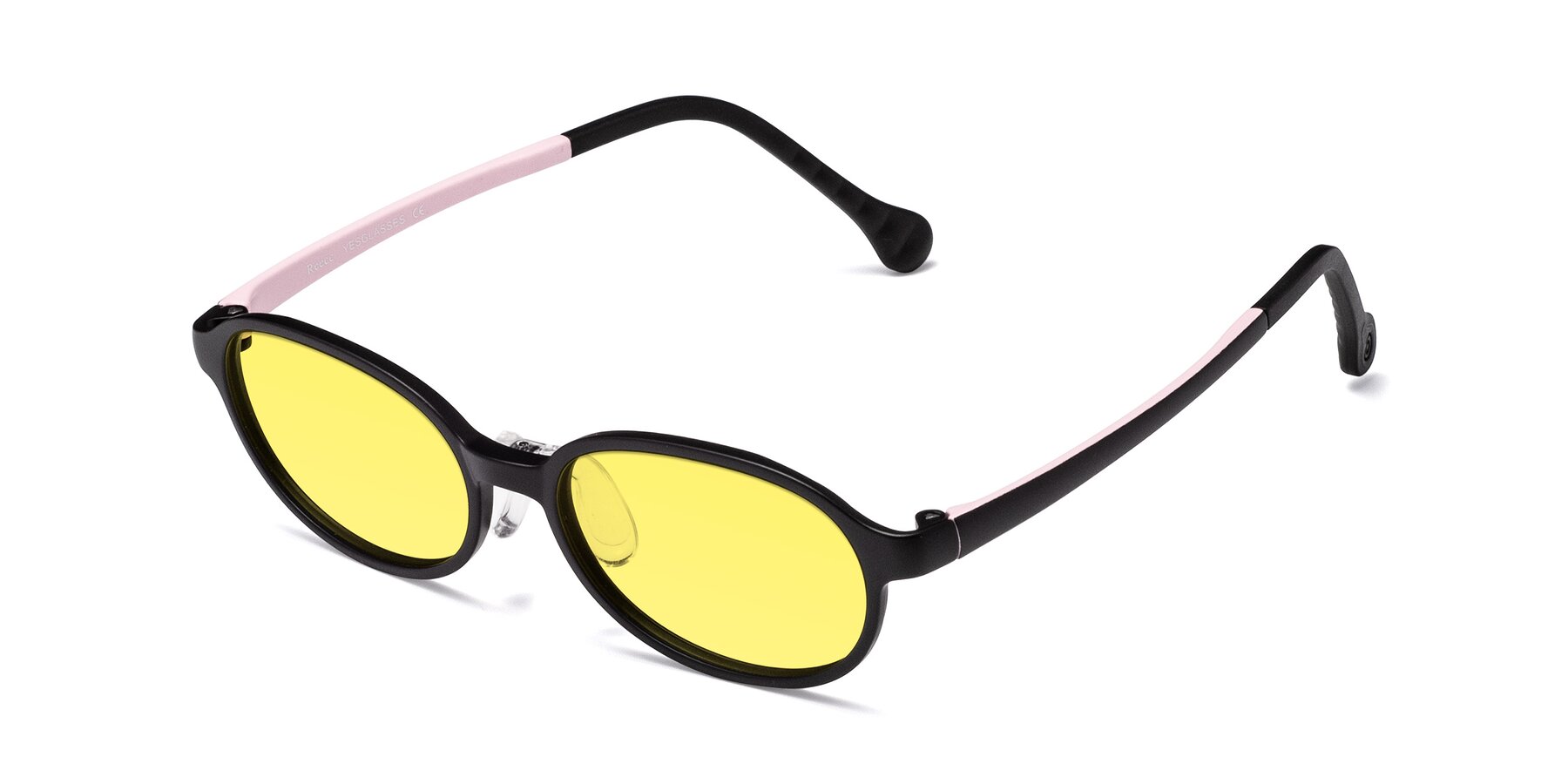 Angle of Reece in Black-Pink with Medium Yellow Tinted Lenses