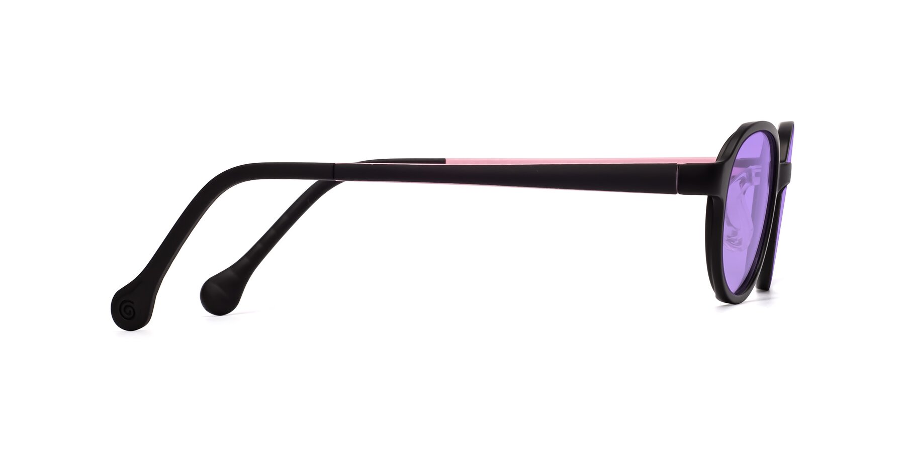 Side of Reece in Black-Pink with Medium Purple Tinted Lenses