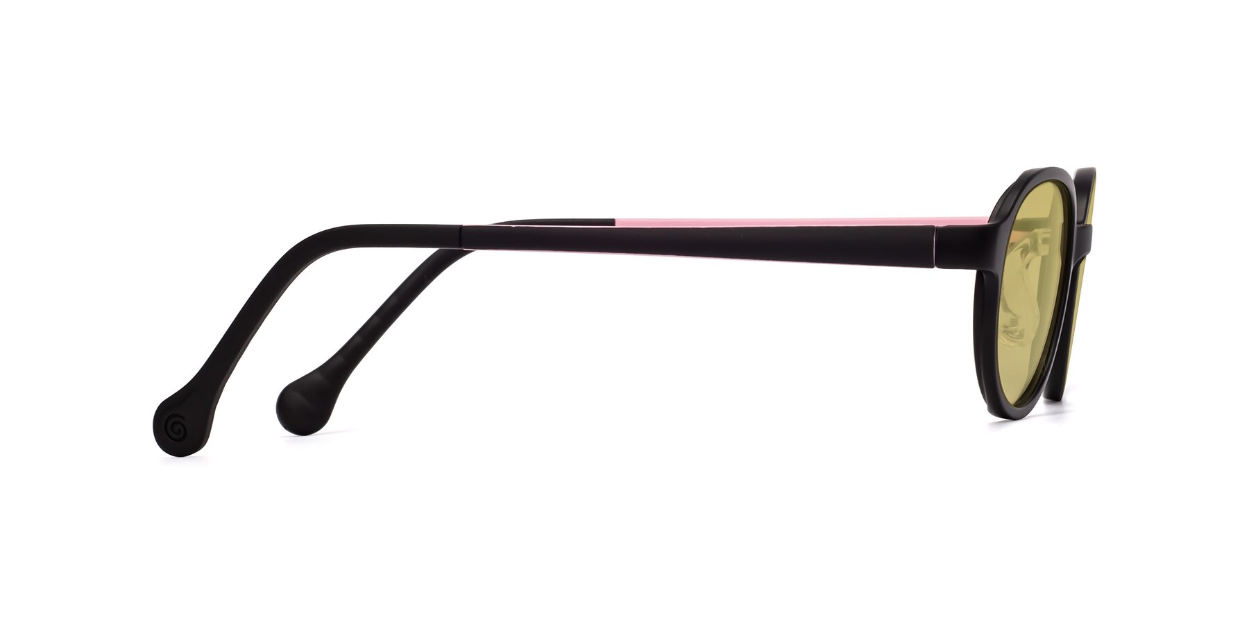 Side of Reece in Black-Pink with Medium Champagne Tinted Lenses