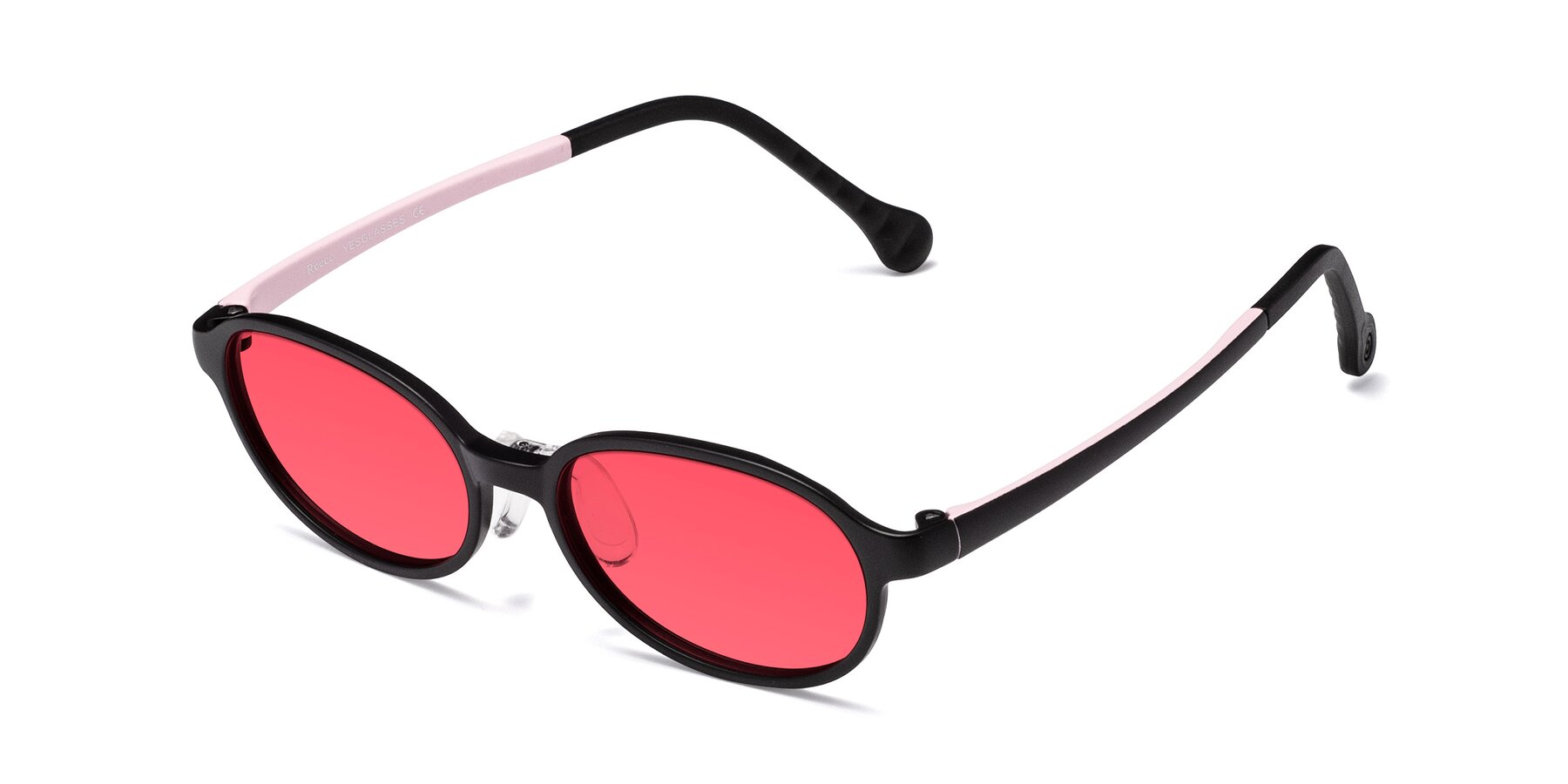 Angle of Reece in Black-Pink with Red Tinted Lenses