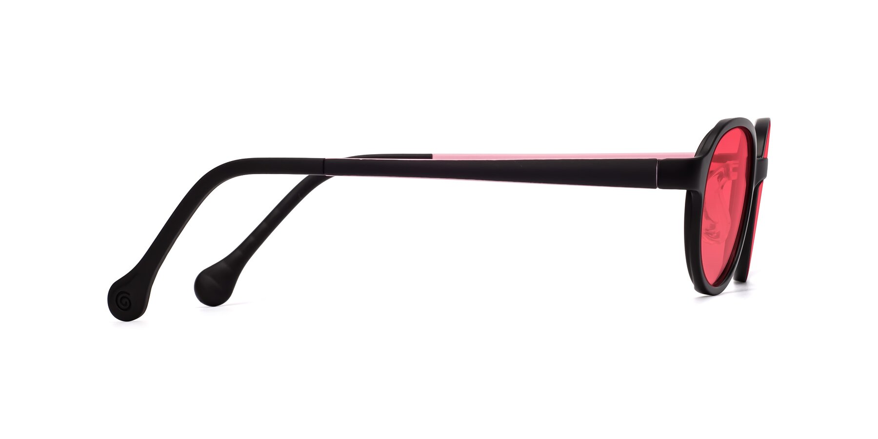 Side of Reece in Black-Pink with Red Tinted Lenses