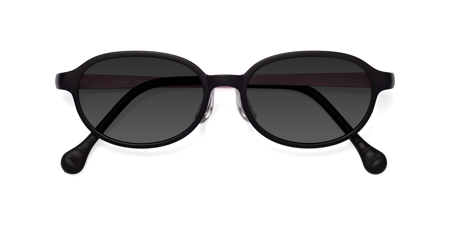 Folded Front of Reece in Black-Pink with Gray Tinted Lenses