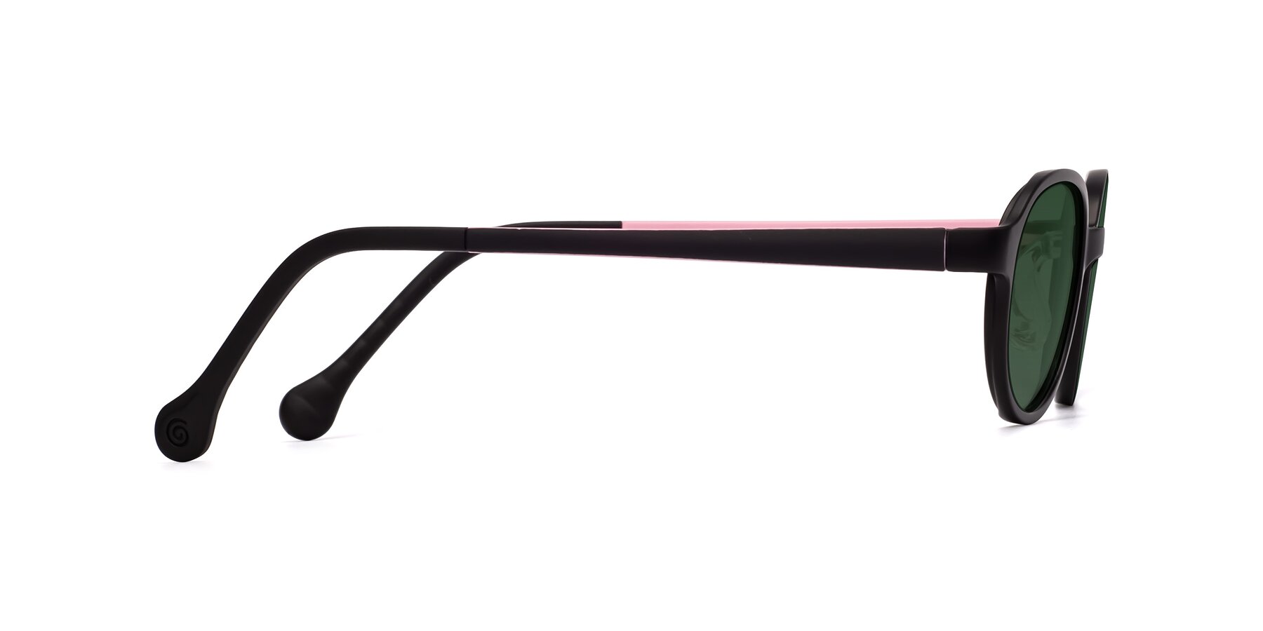 Side of Reece in Black-Pink with Green Tinted Lenses