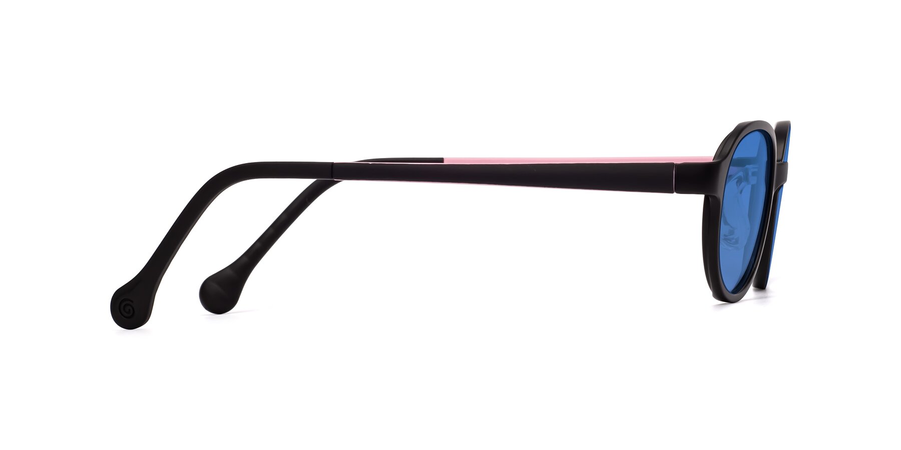 Side of Reece in Black-Pink with Blue Tinted Lenses