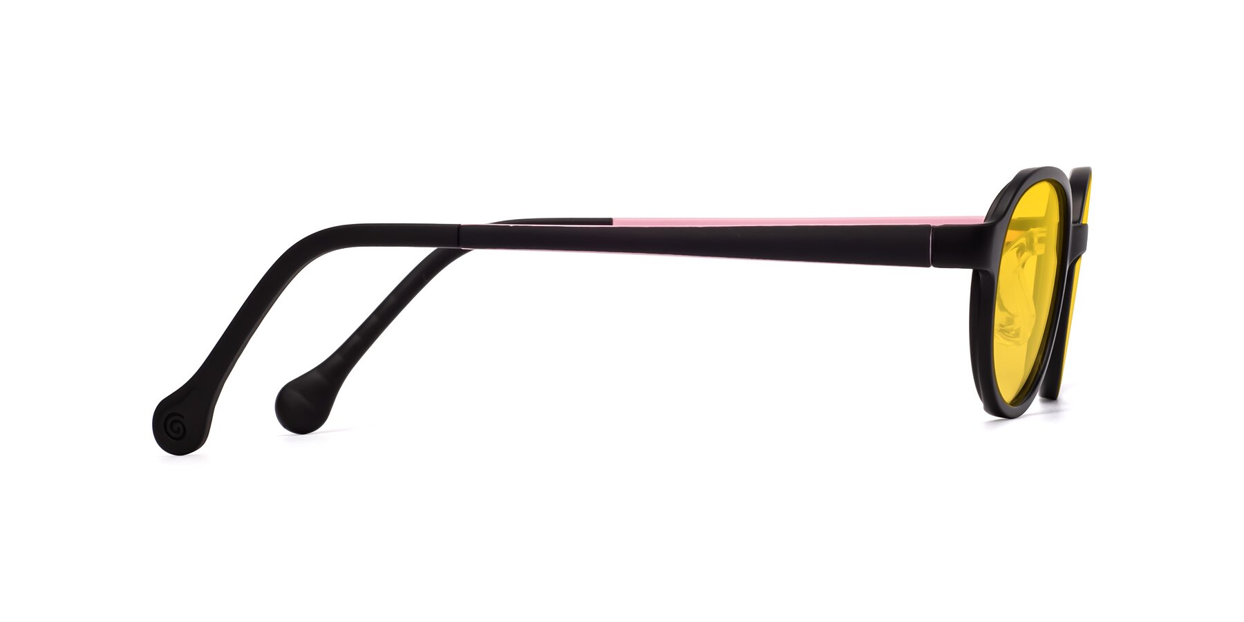 Side of Reece in Black-Pink with Yellow Tinted Lenses