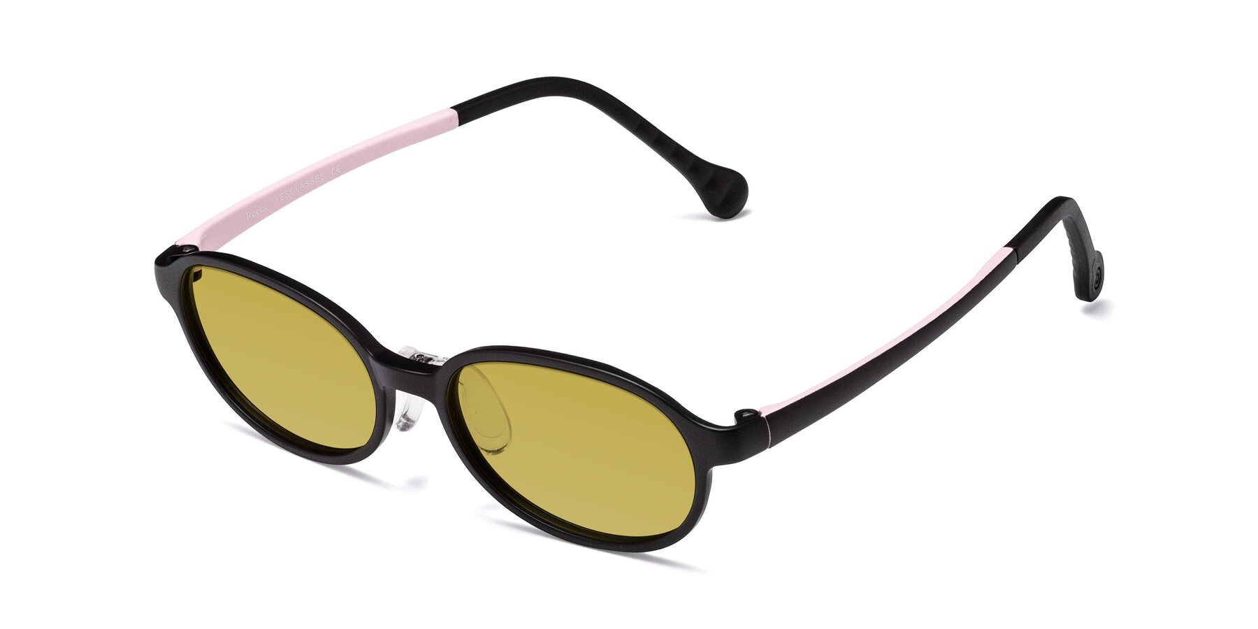 Angle of Reece in Black-Pink with Champagne Tinted Lenses