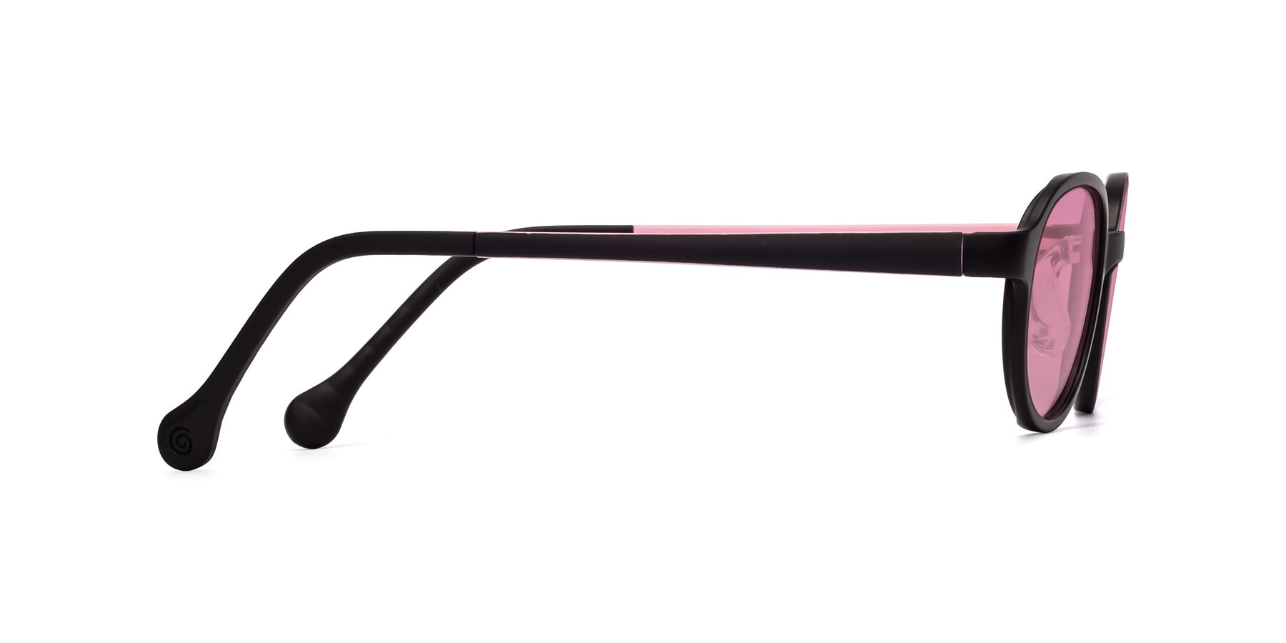 Side of Reece in Black-Pink with Medium Wine Tinted Lenses