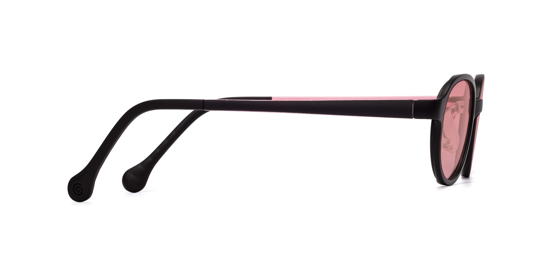 Side of Reece in Black-Pink with Medium Garnet Tinted Lenses