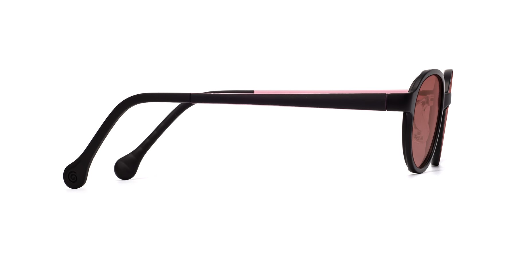 Side of Reece in Black-Pink with Garnet Tinted Lenses