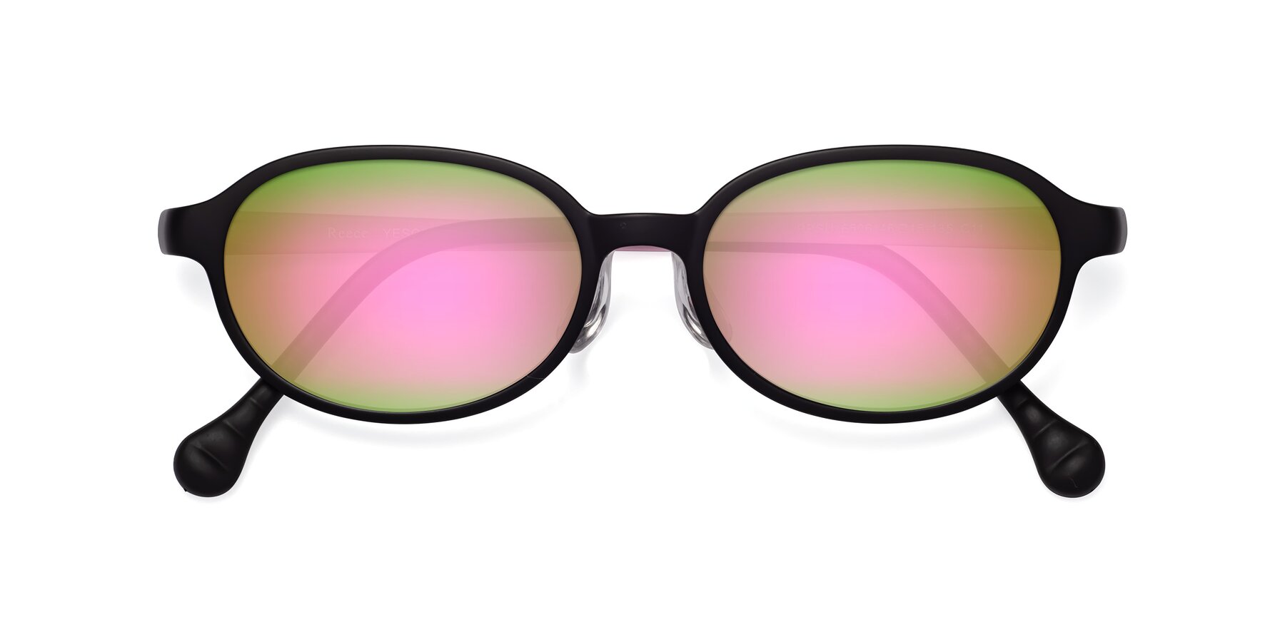 Folded Front of Reece in Black-Pink with Pink Mirrored Lenses