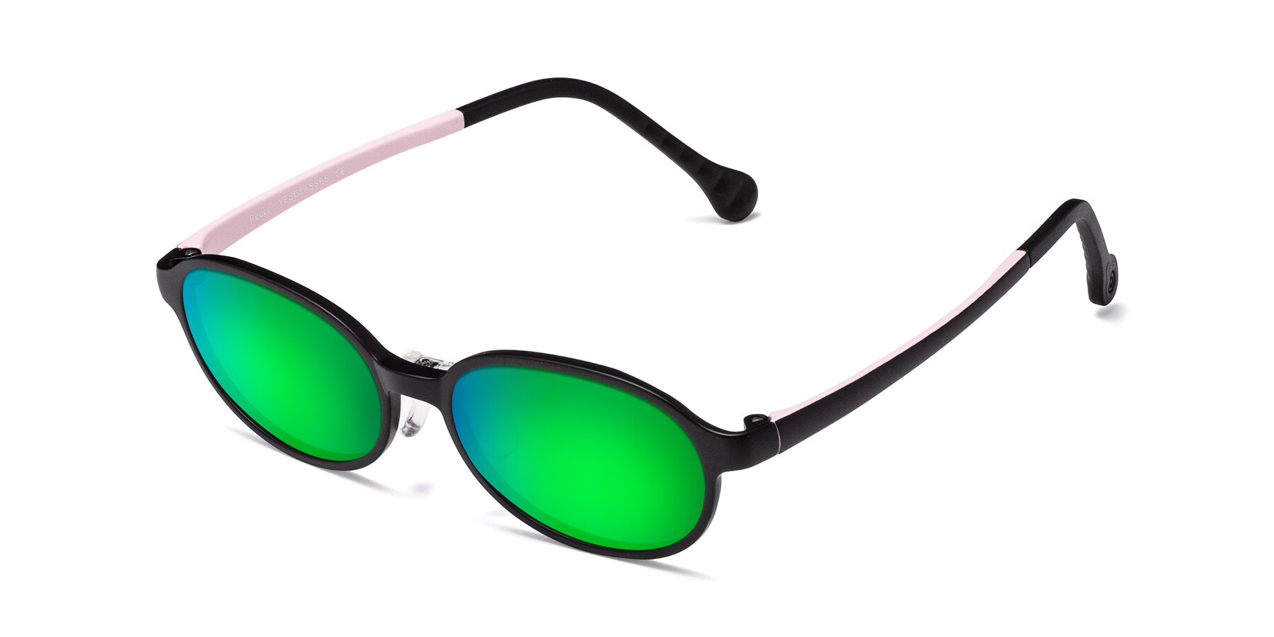 Angle of Reece in Black-Pink with Green Mirrored Lenses