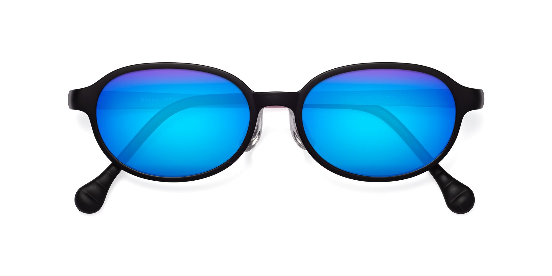 Folded Front of Reece in Black-Pink with Blue Mirrored Lenses