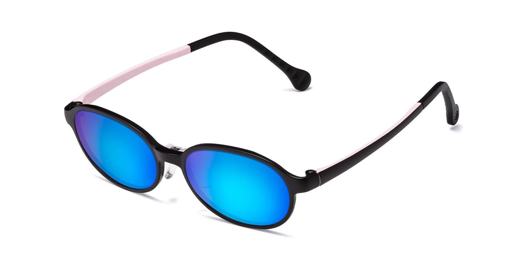Angle of Reece in Black-Pink with Blue Mirrored Lenses