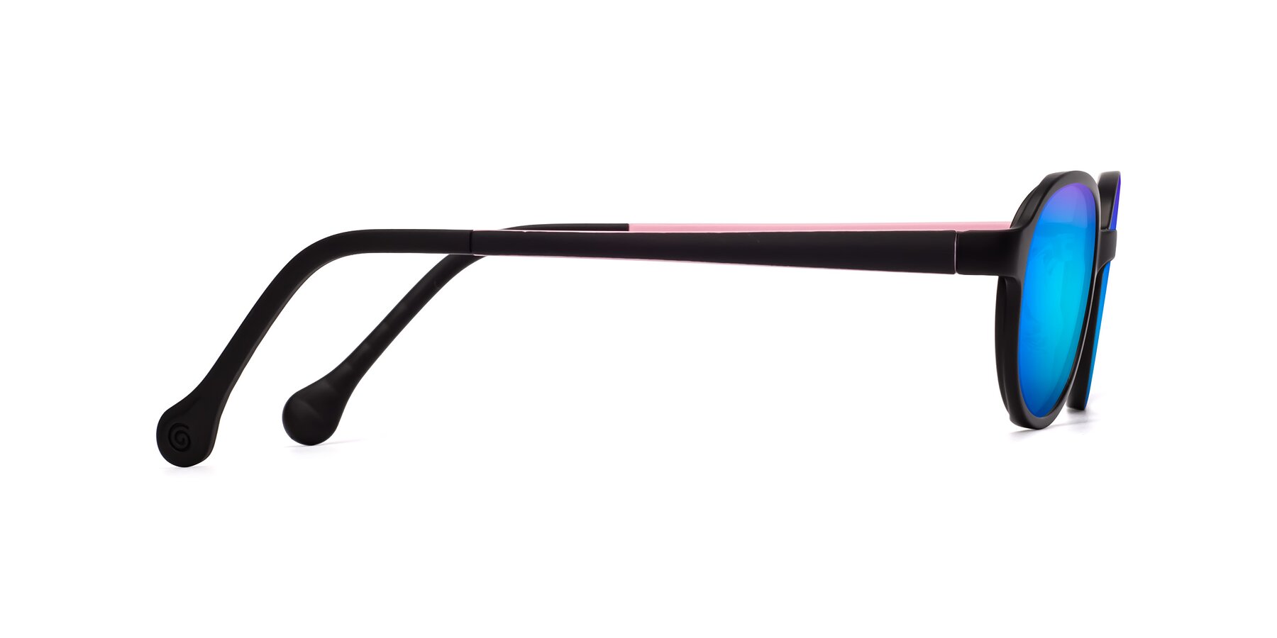 Side of Reece in Black-Pink with Blue Mirrored Lenses