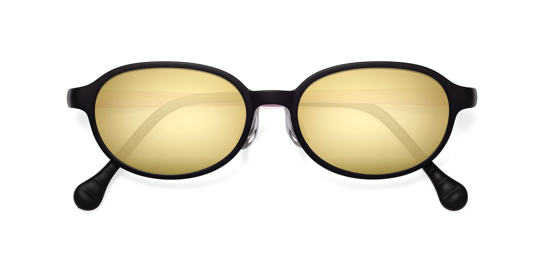Folded Front of Reece in Black-Pink with Gold Mirrored Lenses