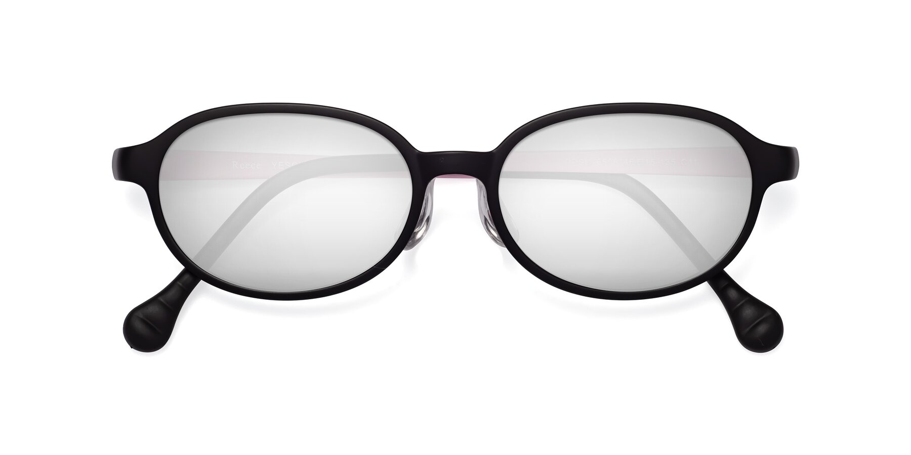 Folded Front of Reece in Black-Pink with Silver Mirrored Lenses