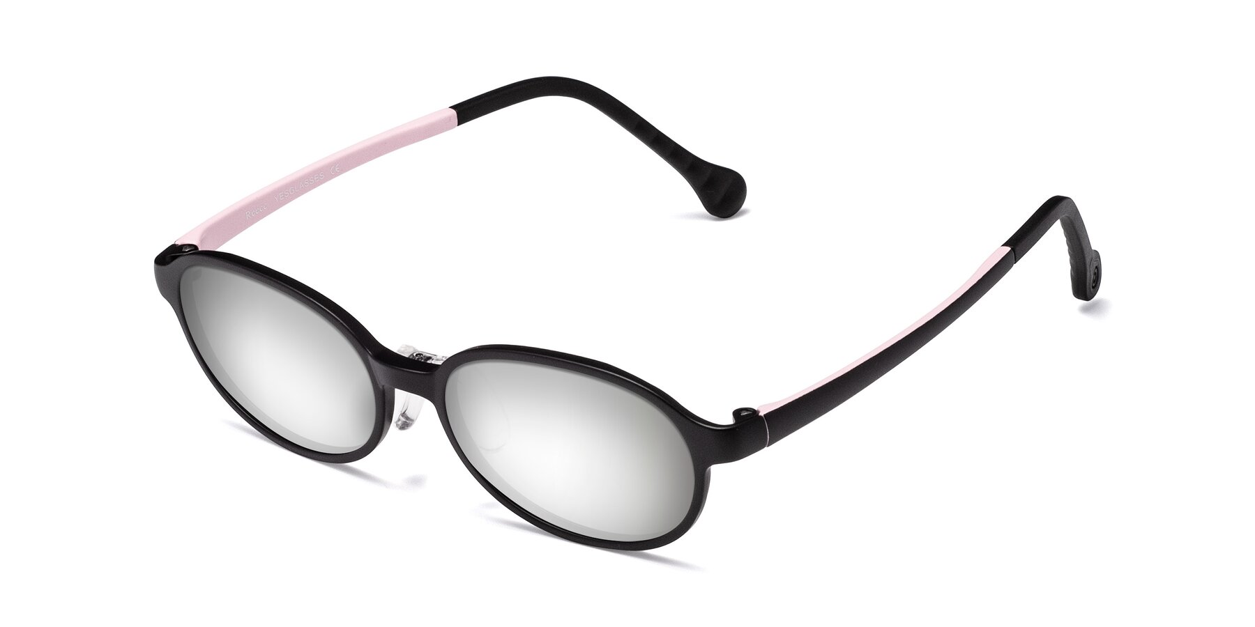 Angle of Reece in Black-Pink with Silver Mirrored Lenses
