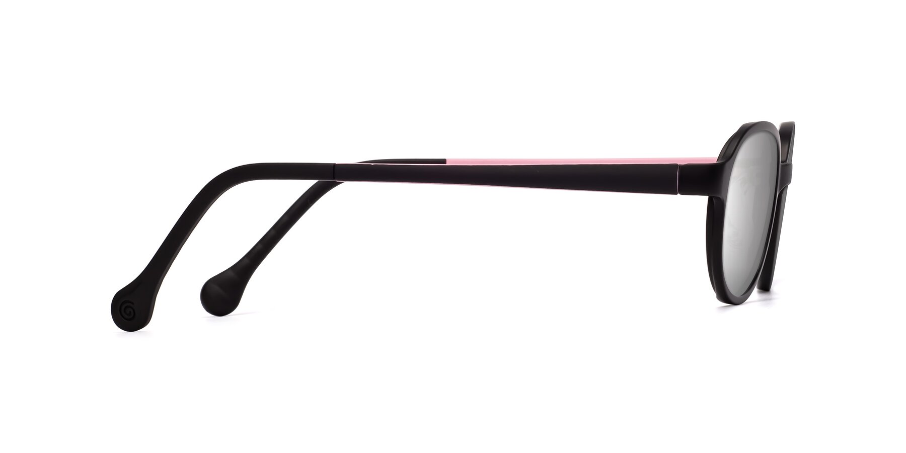 Side of Reece in Black-Pink with Silver Mirrored Lenses