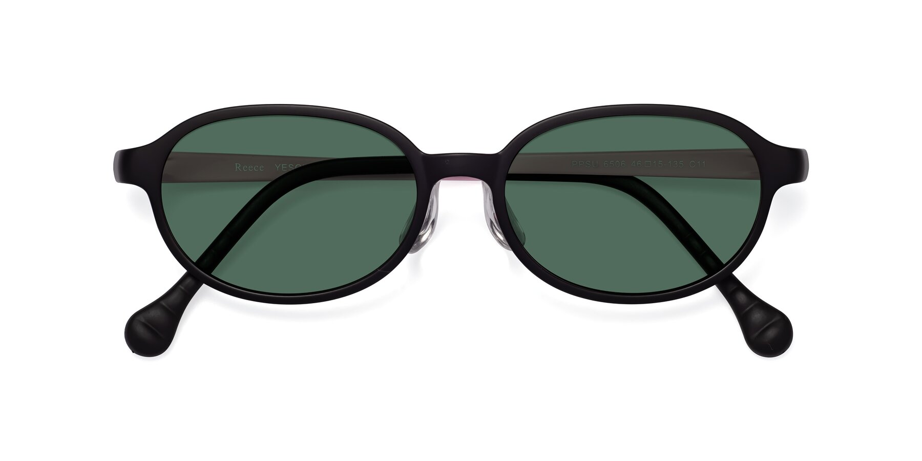 Folded Front of Reece in Black-Pink with Green Polarized Lenses