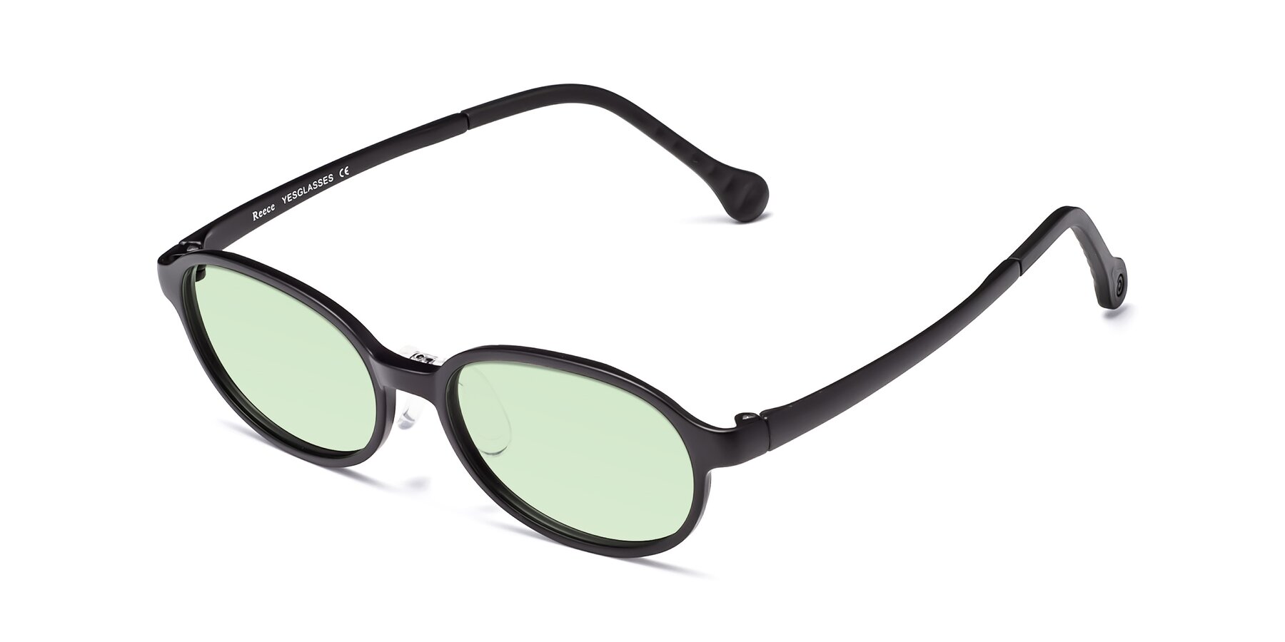 Angle of Reece in Matte Black with Light Green Tinted Lenses