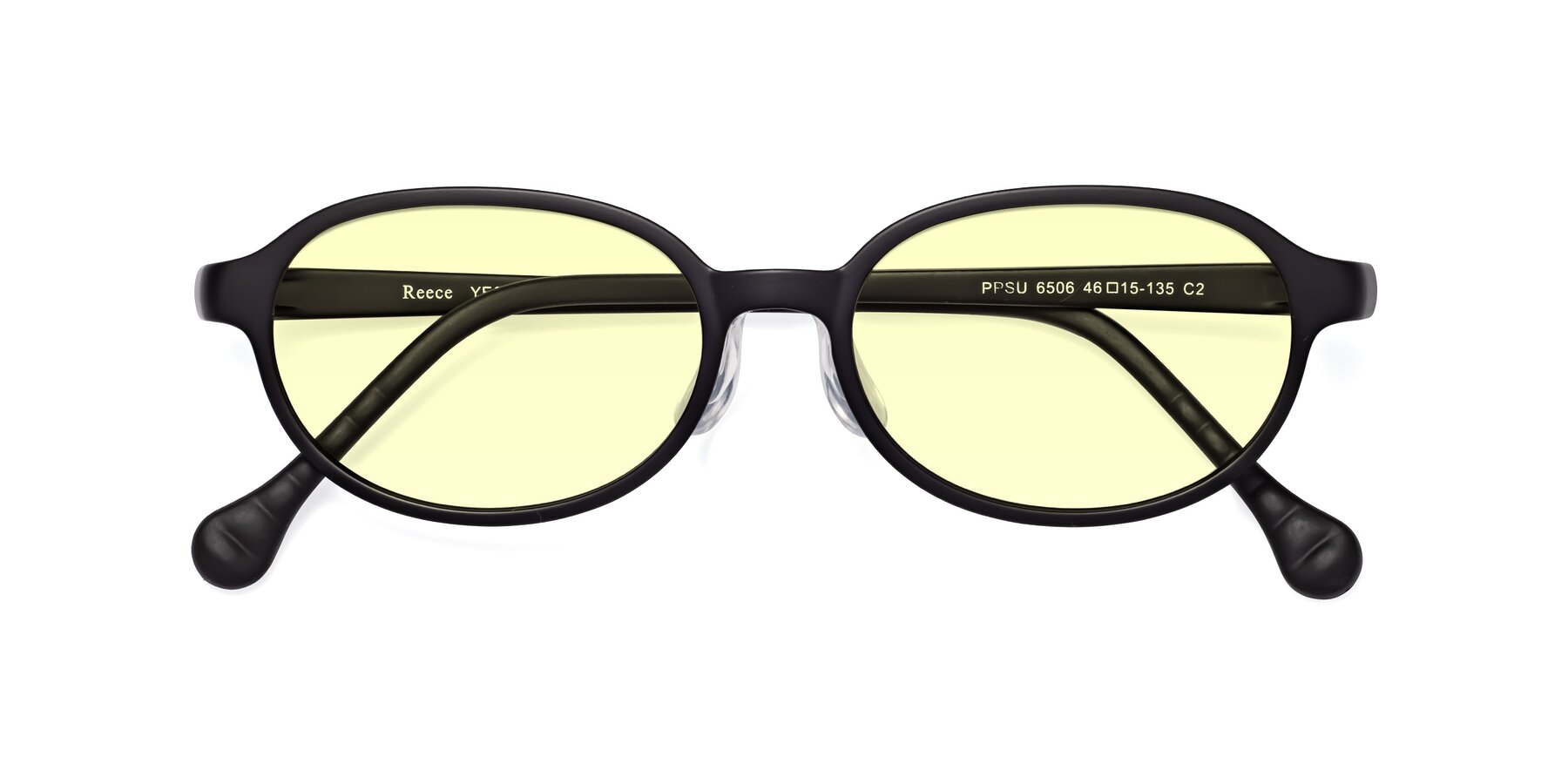 Folded Front of Reece in Matte Black with Light Yellow Tinted Lenses