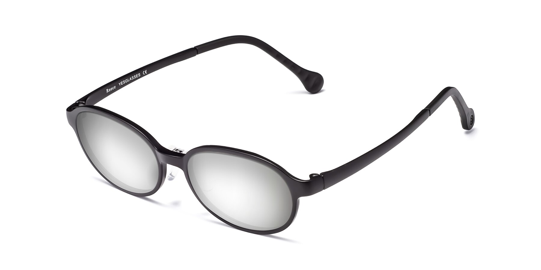 Angle of Reece in Matte Black with Silver Mirrored Lenses