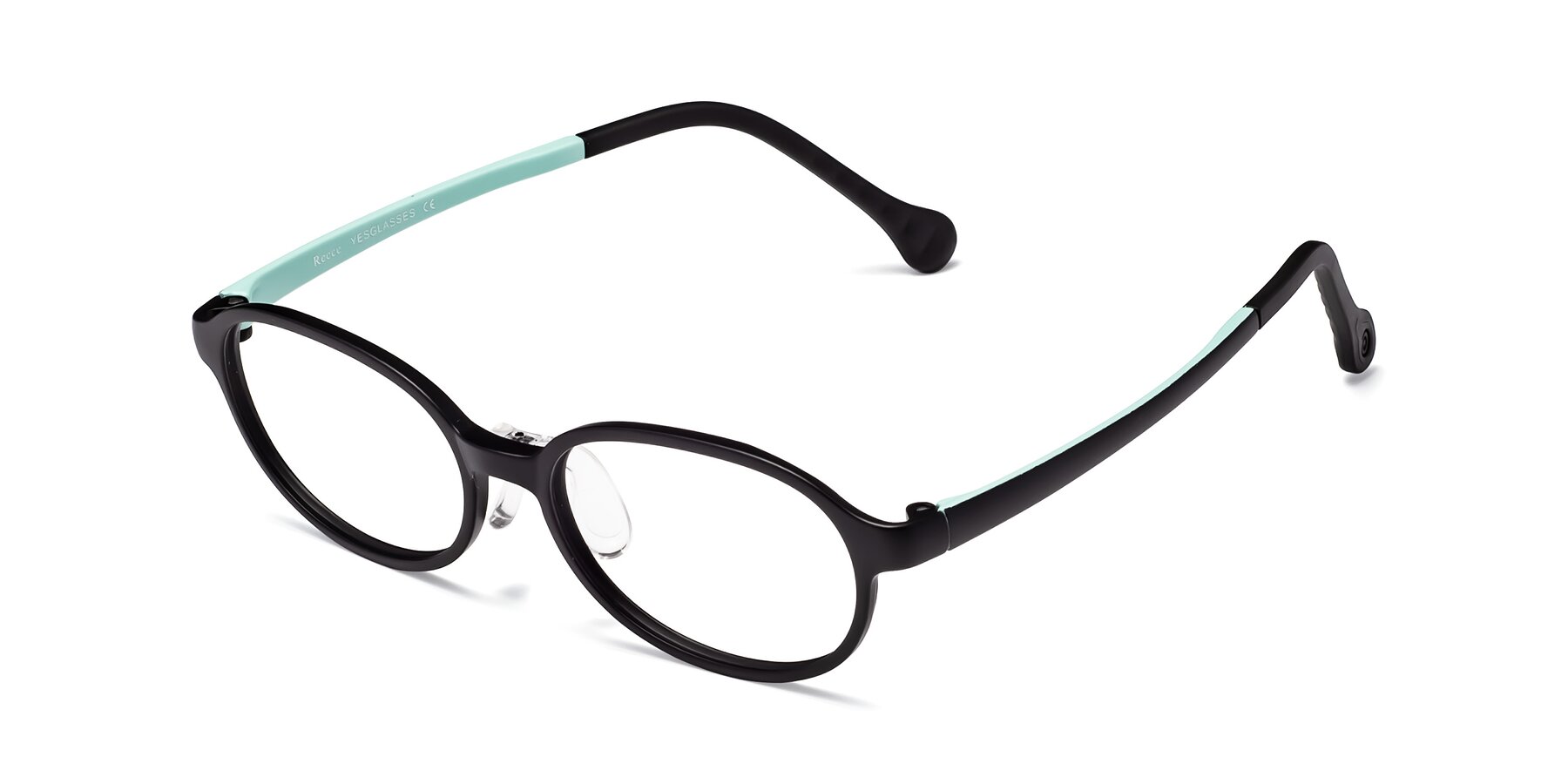 Angle of Reece in Black-Teal with Clear Blue Light Blocking Lenses