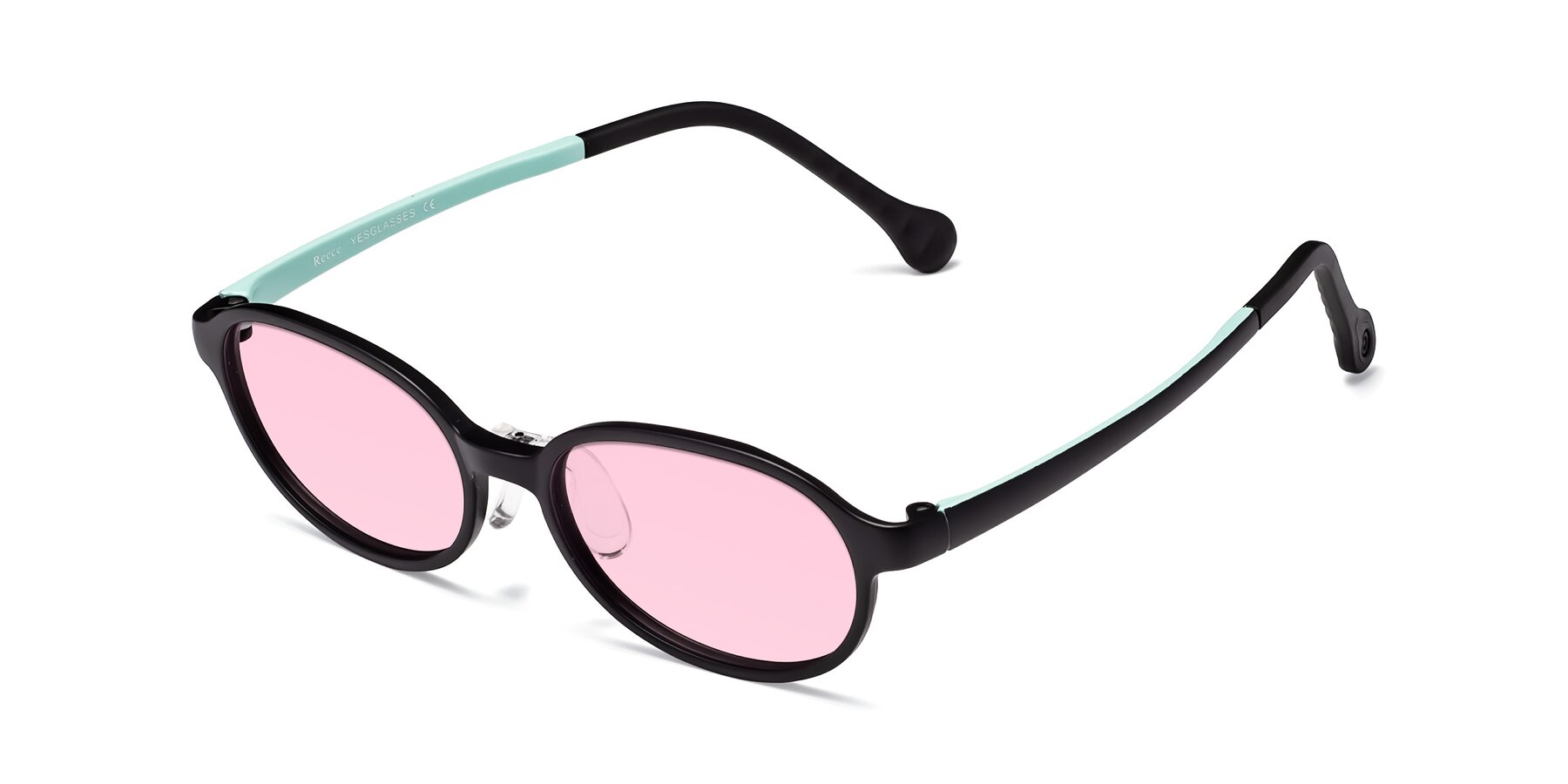 Angle of Reece in Black-Teal with Light Pink Tinted Lenses