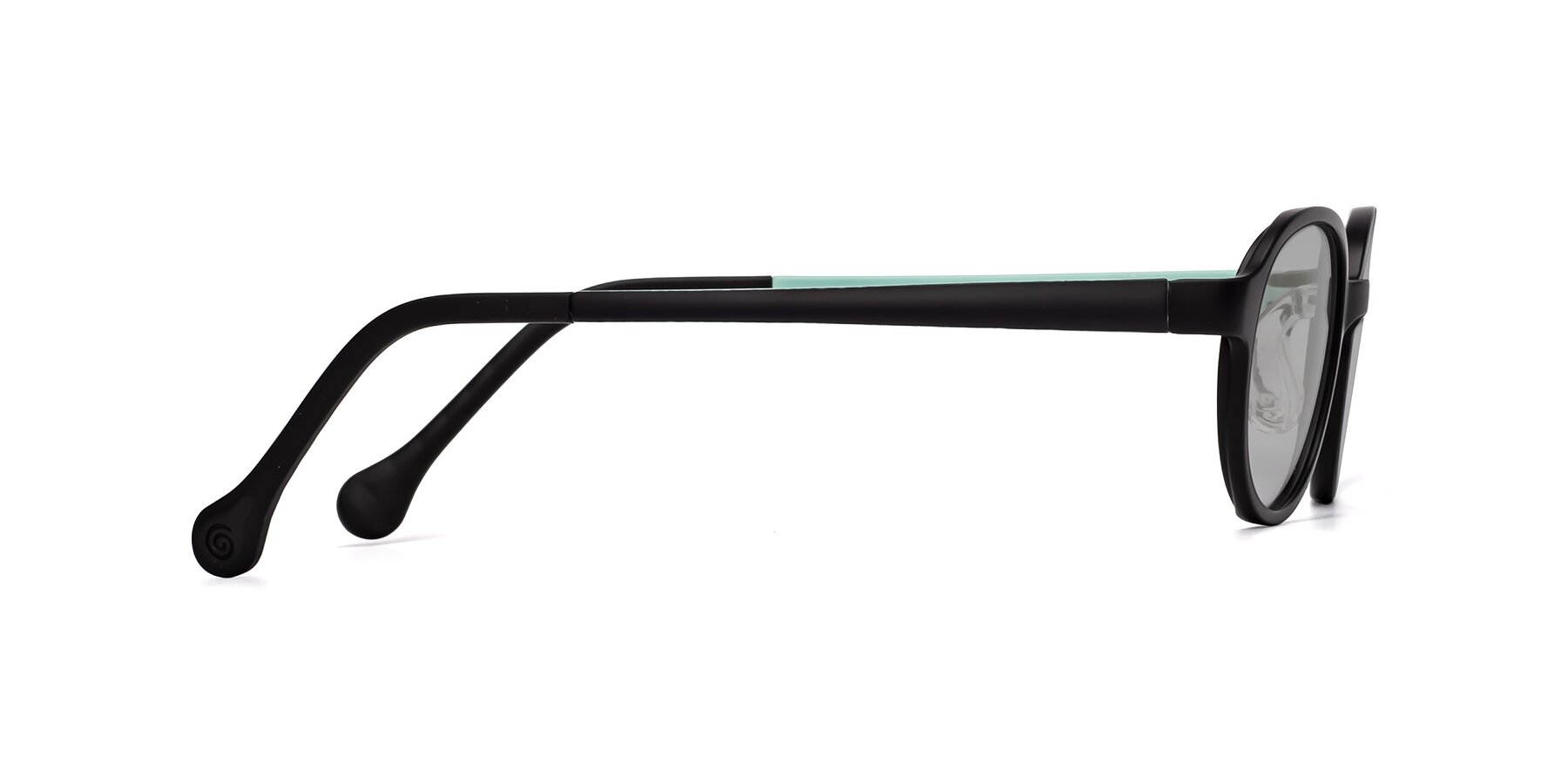 Side of Reece in Black-Teal with Light Gray Tinted Lenses