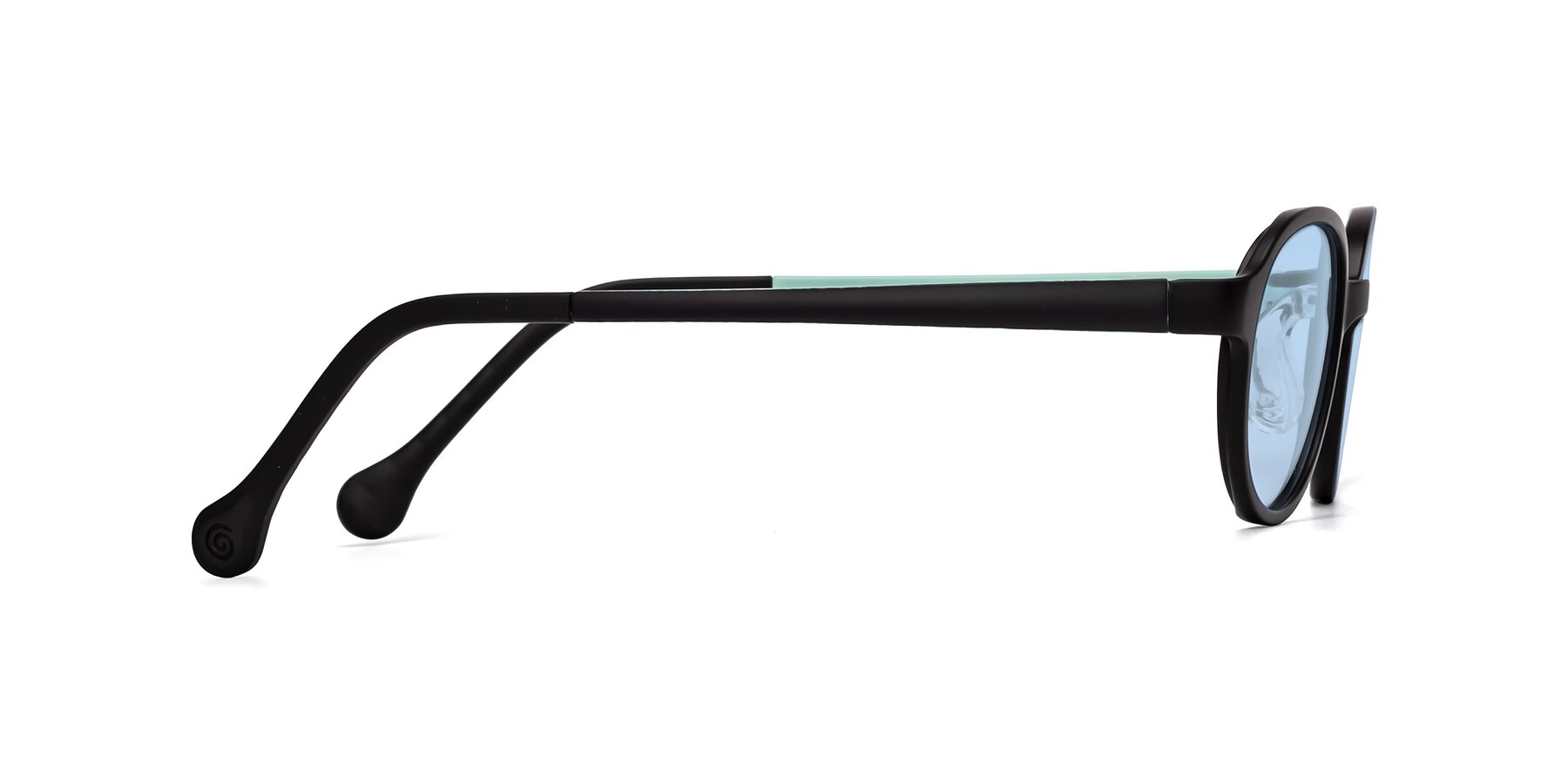 Side of Reece in Black-Teal with Light Blue Tinted Lenses