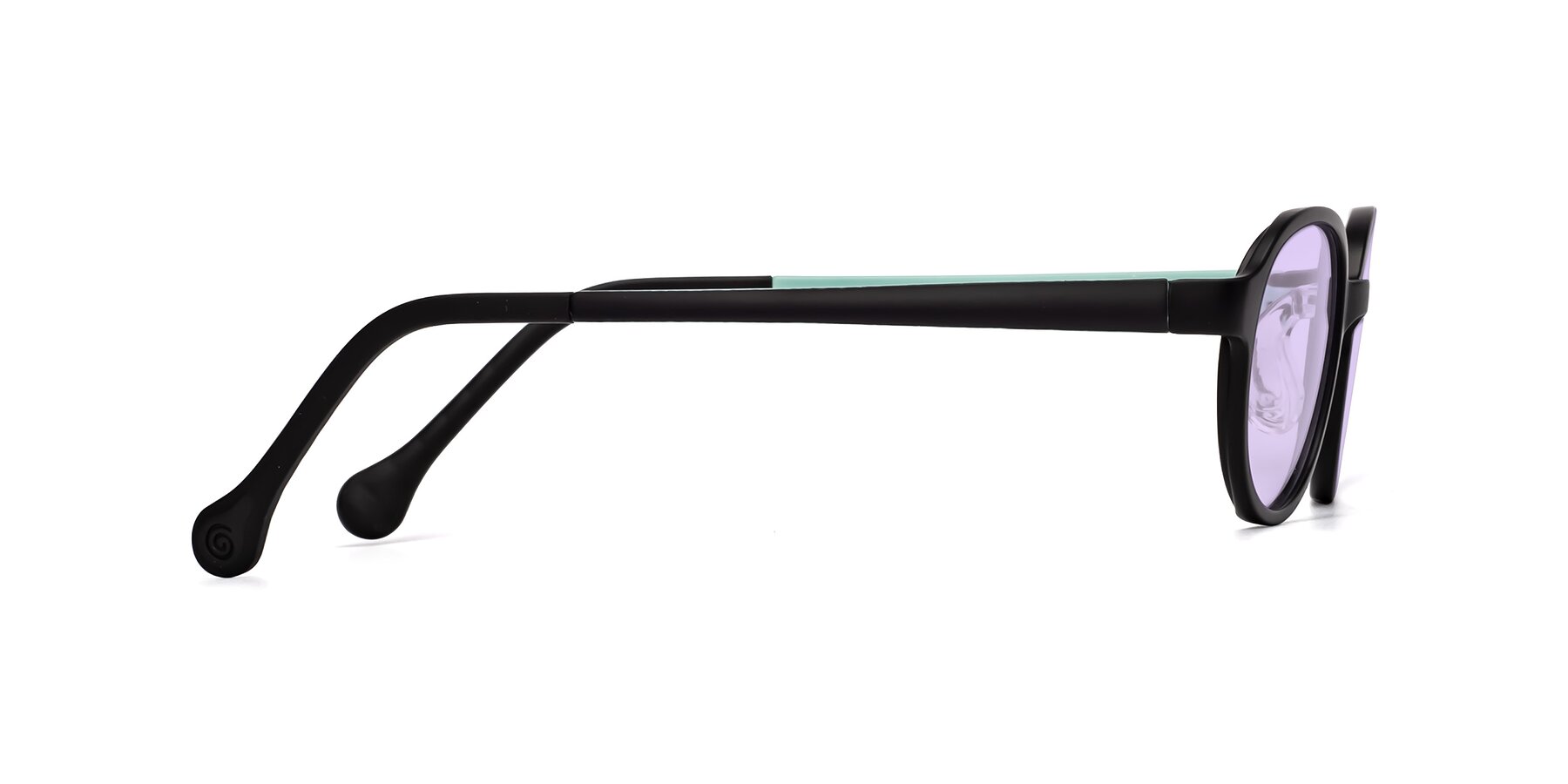 Side of Reece in Black-Teal with Light Purple Tinted Lenses