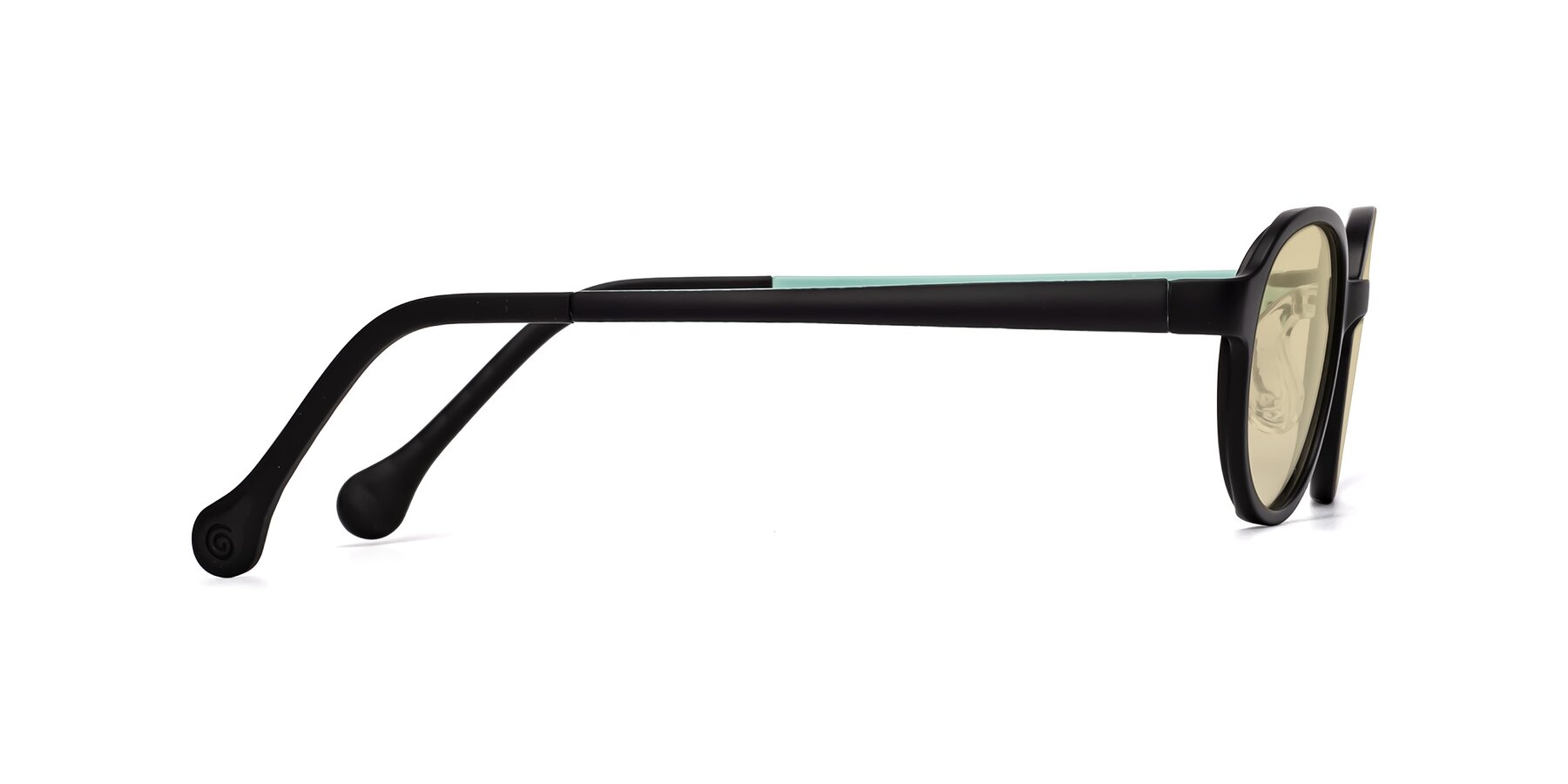 Side of Reece in Black-Teal with Light Champagne Tinted Lenses