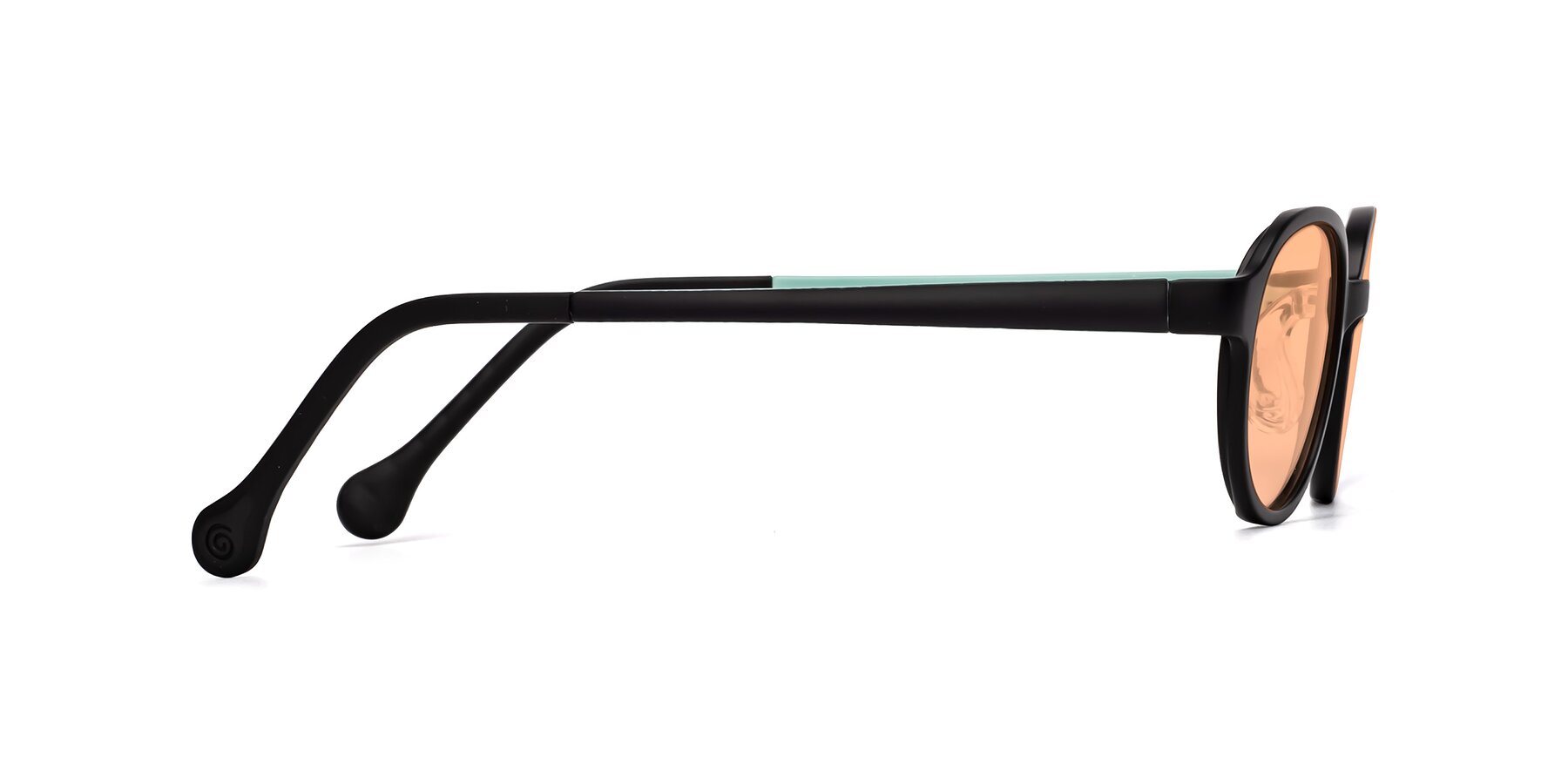 Side of Reece in Black-Teal with Light Orange Tinted Lenses