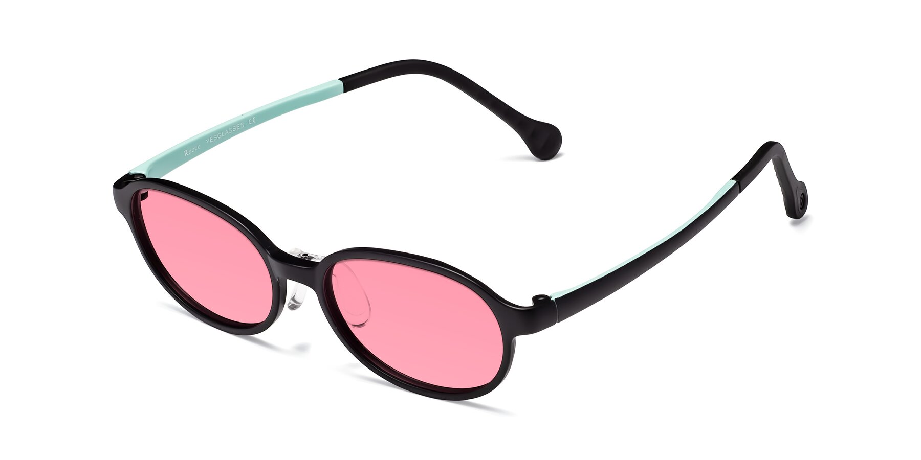 Angle of Reece in Black-Teal with Pink Tinted Lenses