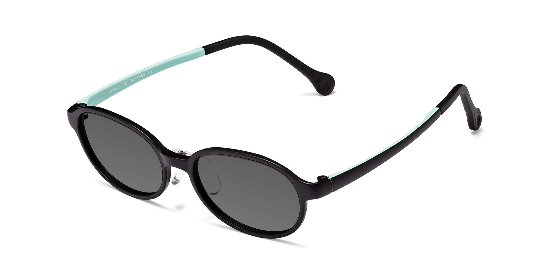 Angle of Reece in Black-Teal with Medium Gray Tinted Lenses